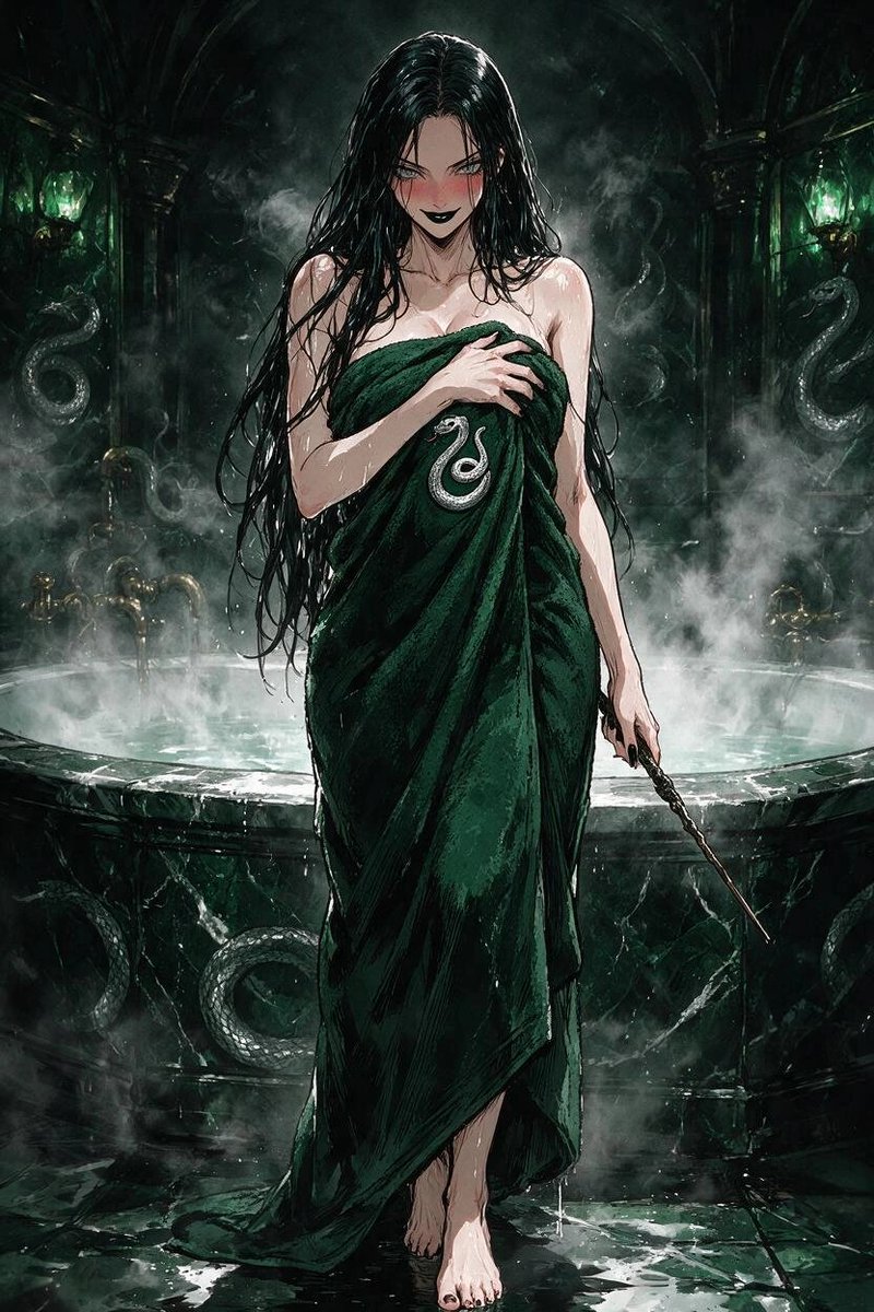 madpromptlab's tweet photo. Oh. The staff bath, Potter. That's expulsion.
ああ。職員用の風呂だ、ポッター。退学ものだぞ。
Oh. El baño del personal, Potter. Eso es expulsión.

SFW. Soft anime-style illustration.
#AIイラスト #AIart #AIanime #Seedream #Midjourney #Snape #FemSnape #スネイプ #セブルススネイプ #Malfoid #マルフォイ

Spicier 18+ →  @hardpromptlab