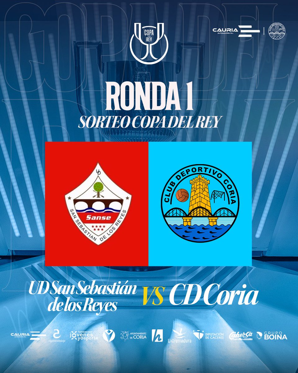 CDCORIA's tweet photo. 🏆 Ya conocemos a nuestro rival para la primera ronda de la #CopaDelReyMAPFRE, nos enfrentaremos al @UDSanse ⚽️ https://t.co/ieHb0QWPGQ