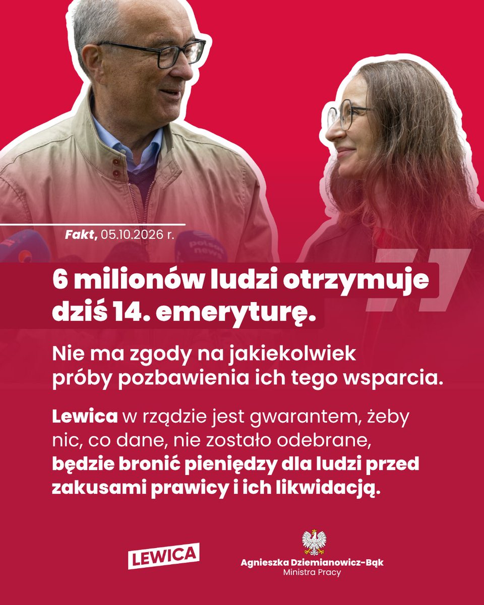 a_dziemianowicz's tweet photo. Prawica podnosi rękę na seniorów. Lewica nigdy na to nie pozwoli. 13-sta i 14-sta emerytura zostają!

🔗 https://t.co/EwtUvJg5S8 https://t.co/kKuPeHfvVP