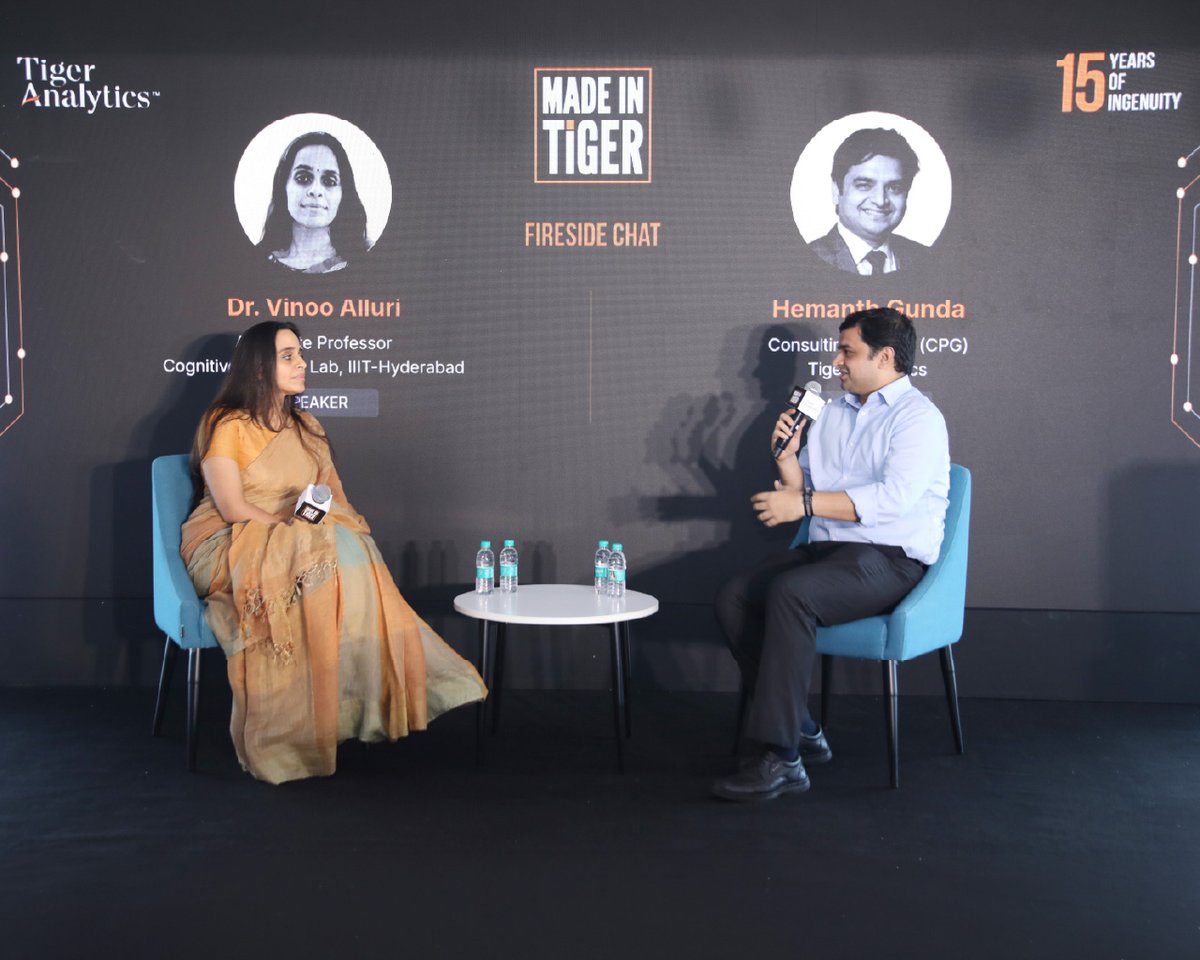 TigerAnalytics's tweet photo. What happens to your brain when you listen to music?
Dr. Vinoo Alluri of IIIT Hyderabad opened our Made in Tiger finale with that question. The booths picked up the curiosity where one team's work gave another its next idea.
What struck a chord with you?
#MadeInTiger #TigerAt15 https://t.co/cOsbmf3iYy