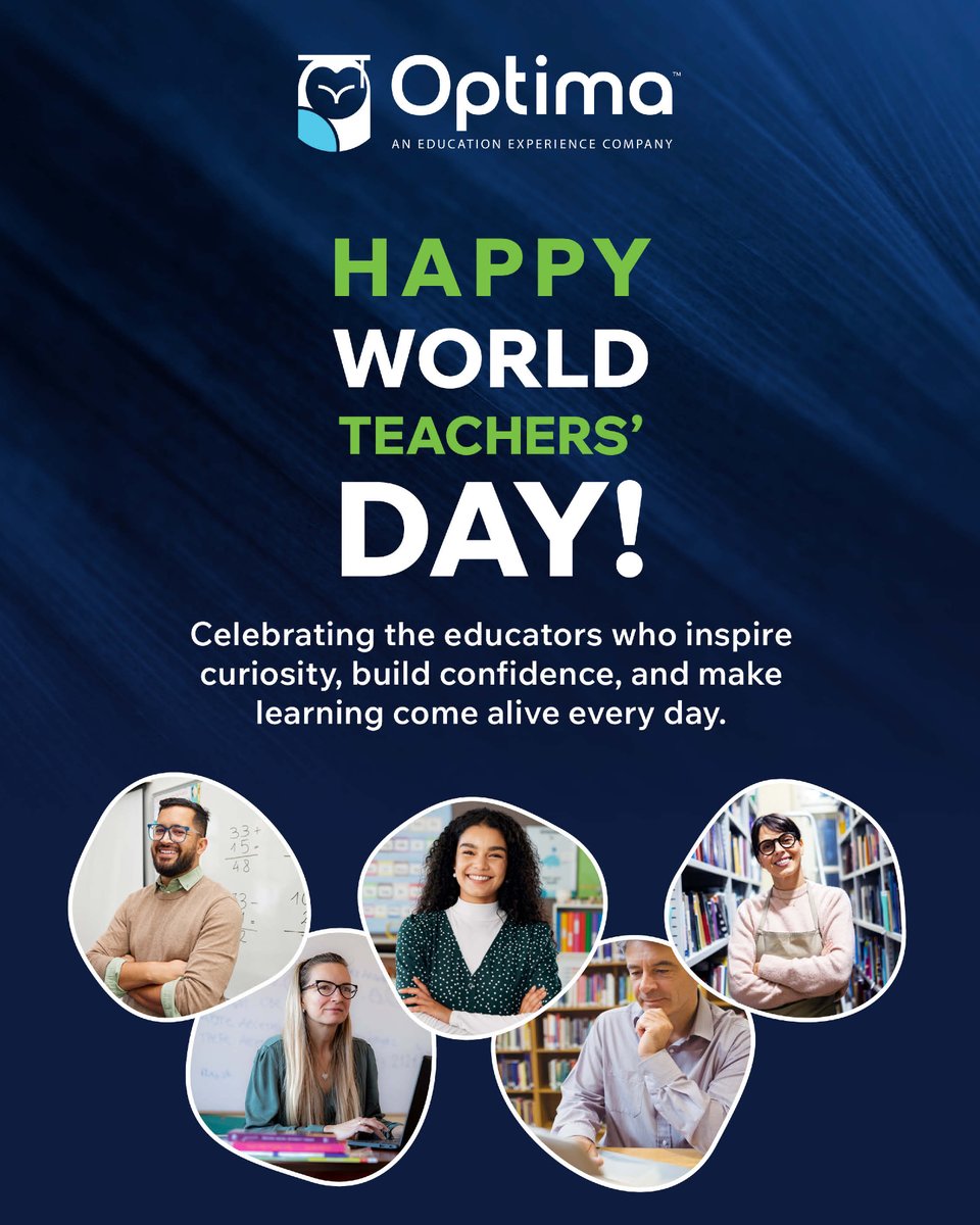 OptimaEd's tweet photo. Behind every breakthrough in education is a teacher who makes curiosity feel possible. 🍎
This World Teachers’ Day, we’re celebrating the educators who challenge students to think bigger, ask better questions, build confidence, and discover what they’re capable of.
To the teachers shaping classrooms, embracing new possibilities, and bringing learning to life every day: thank you for everything you do. 💙
Happy World Teachers’ Day from all of us at Optima!