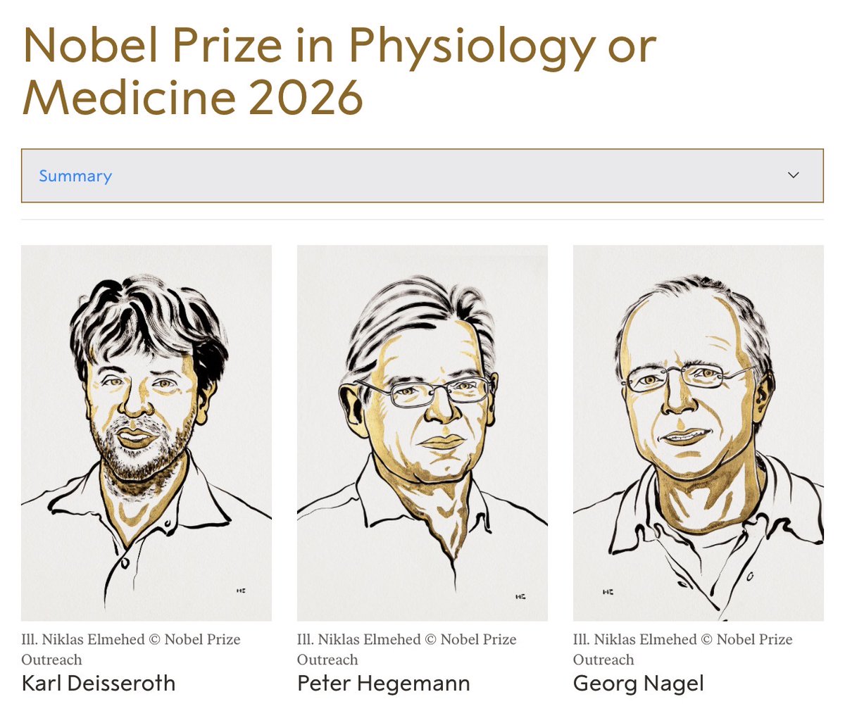 HistedLab's tweet photo. Nobel Prize awarded for optogenetics. 

Congrats to @KarlDeisseroth, Hegemann, and Nagel. The prize is well-deserved, for work that has been transformative. 

a few quick thoughts 1/4 🧪#neuroscience https://t.co/Ym7vnCR1iW
