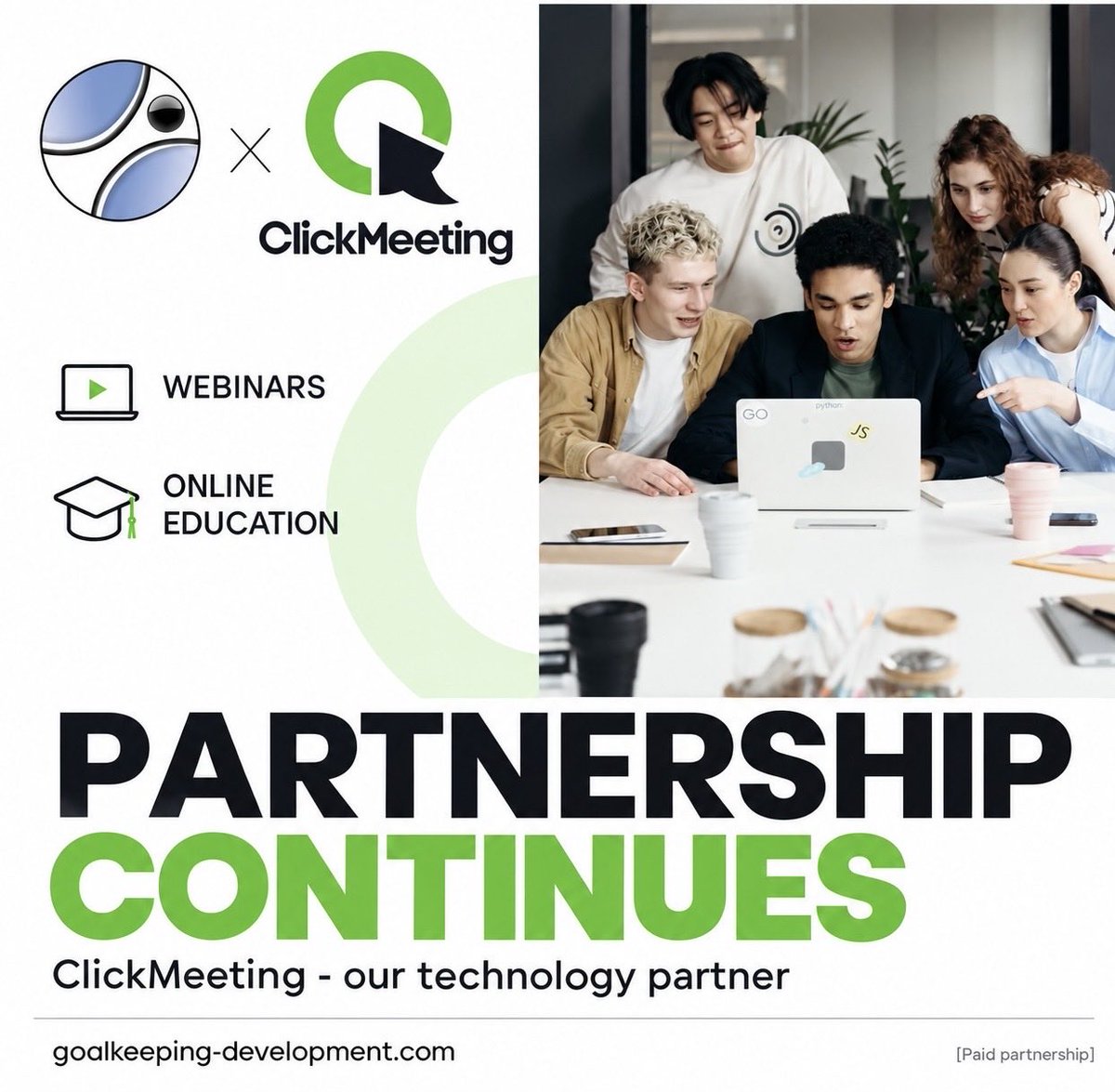 goalkeepdevelop's tweet photo. [Anzeige | Ad] Our partnership continues! 🤝

ClickMeeting remains our technology partner for online webinars and goalkeeper coaches education.

Thanks for your continued support, @clickmeeting.official!

#PaidPartnership #clickmeeting https://t.co/lY9DMUm0r7
