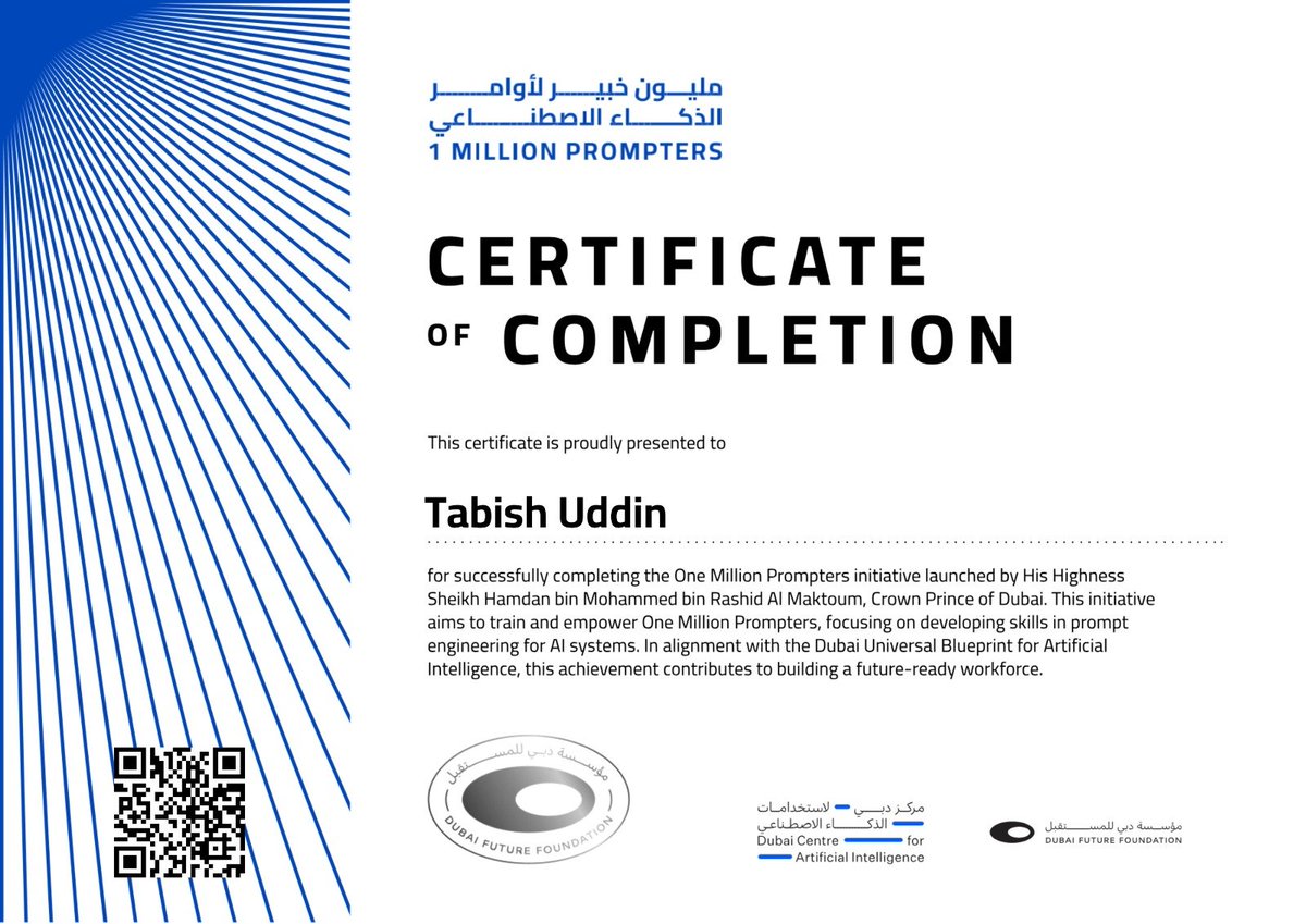 ImTabeeKhan's tweet photo. AI won't replace creatives. Creatives who use AI well will move faster.

Completed the One Million Prompters initiative by HH Sheikh Hamdan. 

🔗 TJDiLbLvLPjB
#AI #PromptEngineering #GenerativeAI #ArtDirection #GraphicDesign #UIUX #Marketing #Advertising #Midjourney #adobe https://t.co/yrRaau81m8