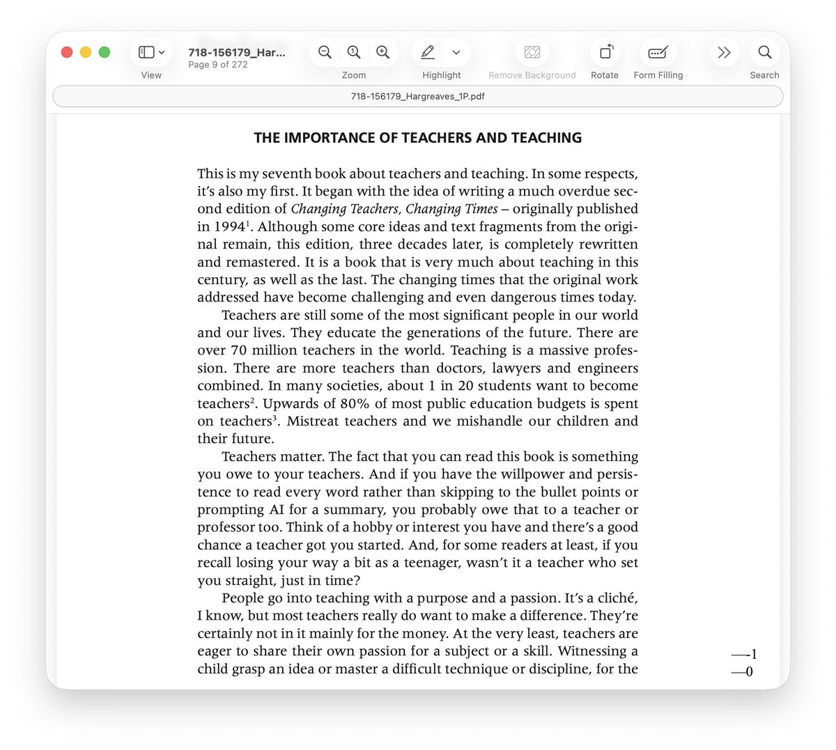 HargreavesBC's tweet photo. On @UNESCO WorldTeachers Day, here's why I think teachers matter on the opening page of my new book - out in December with @TCPress &amp; @BloomsburyBooks. @eduint @CTFFCE @TeacherToolkit @rweingarten @pasi_sahlberg @UofGCfTE @uOttawaEdu @bclynchschool https://t.co/GqXeQCHgqQ