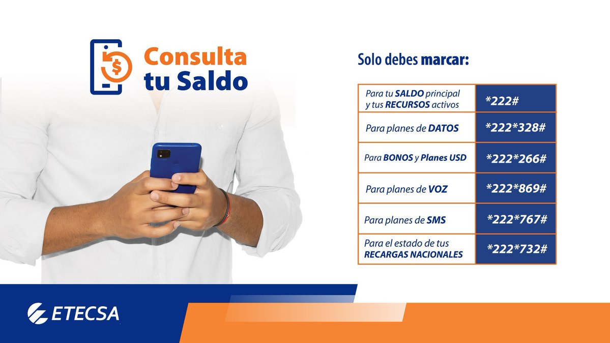 AgnethyM's tweet photo. #EtecsaConCuba códigos que necesitas saber para consultar tu saldo! 📲📶 https://t.co/qmY99SqTOf