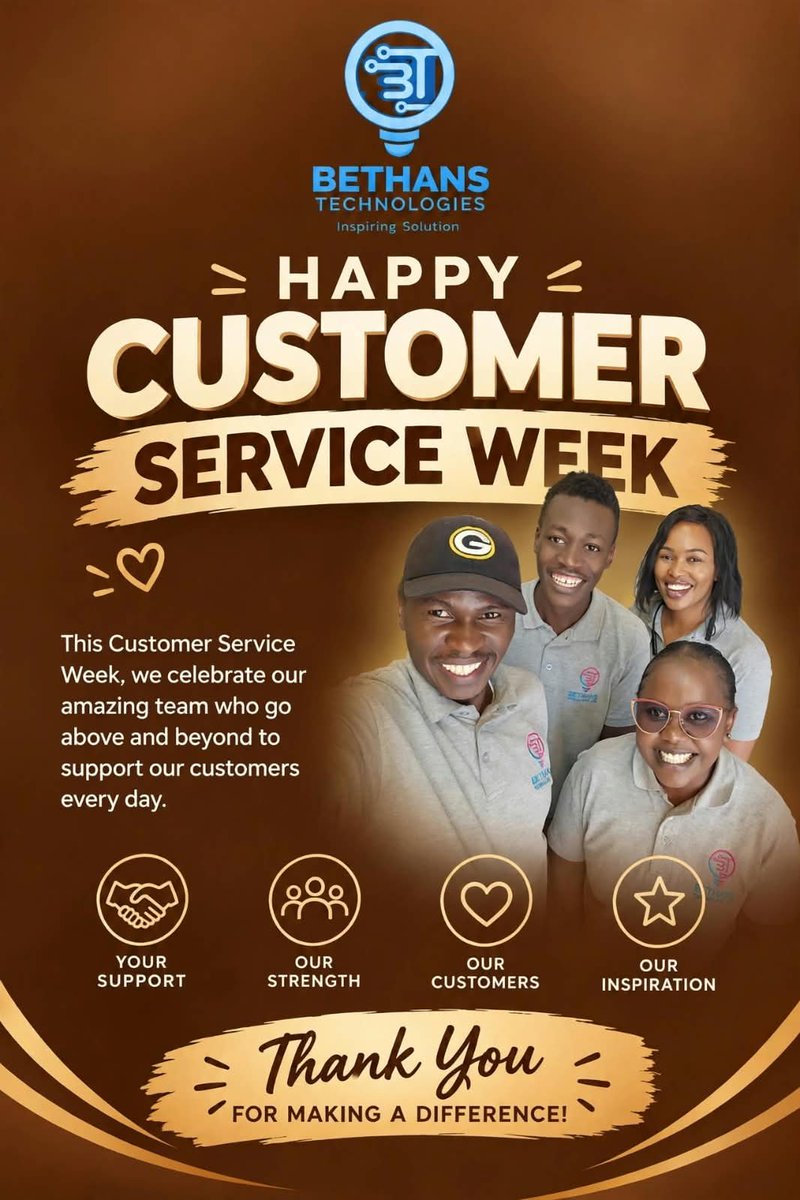 BethansTech's tweet photo. Happy Customer Service Week! 💙

To our amazing customers, thank you for your trust and support. You inspire us every day.

From the Bethans Technologies family in Kamakis, we appreciate you!
#HappyCustomerServiceWeek https://t.co/HykMaVXi4x