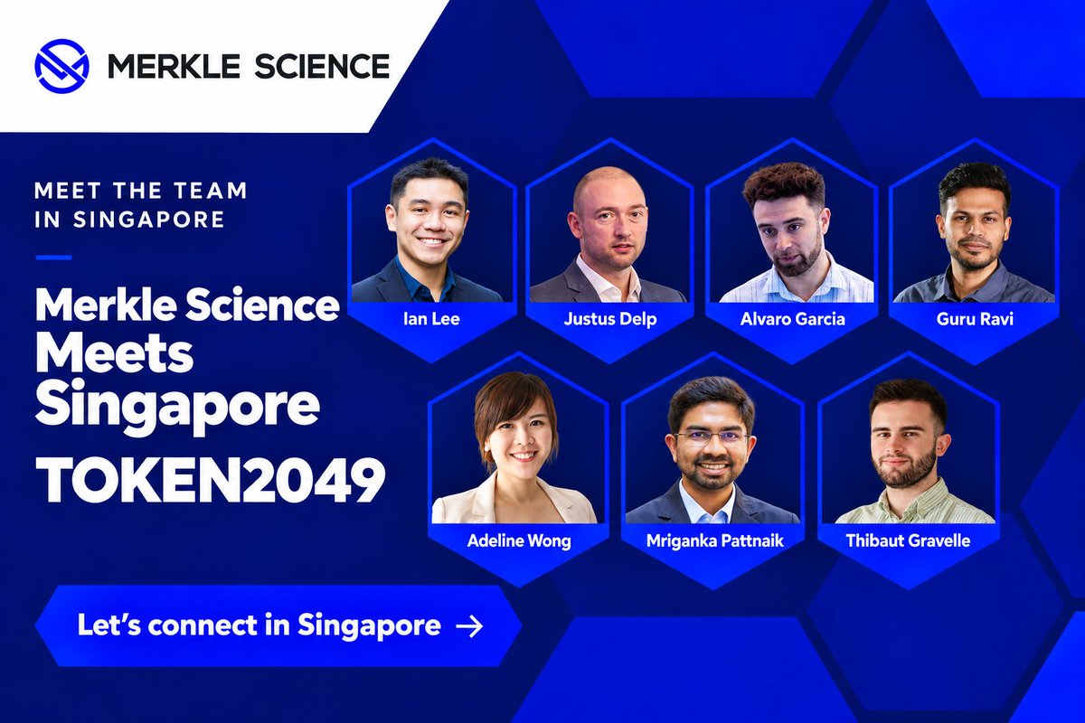 MerkleScience's tweet photo. 🇸🇬 Merkle Science is heading to Singapore.

Seven of us will be on the ground for TOKEN2049 + Merkle Science Meets Singapore, talking crypto compliance, investigations, predictive fraud detection, and what comes next.

Join us 👉 https://t.co/XzeXfFKU3U https://t.co/luksfbPEvF