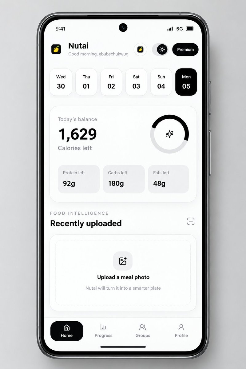 bube1q's tweet photo. Say hello to Nutai—the ultimate black-and-white visual Chef &amp; Fitness Coach. Snap a photo of your meal to get instant macro breakdowns, or track your gym form cleanly in one place. No clutter. Pure high-contrast luxury.
Proudly built by Glory Ebube Manufor. 👇
#NutAI https://t.co/7Aw2NP5dkc