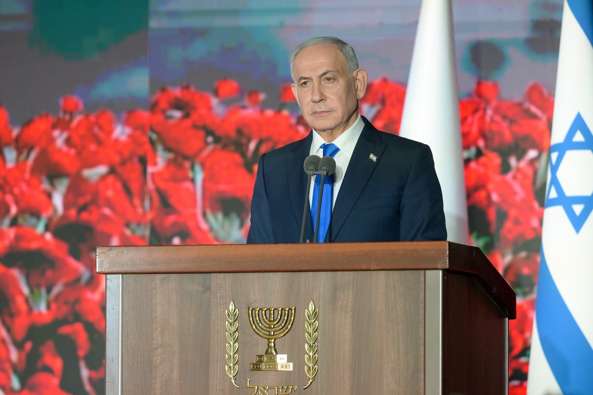 IsraeliPM's tweet photo. Prime Minister Benjamin Netanyahu’s Remarks at the State Memorial Ceremony in Memory of the IDF Soldiers and Security Forces Who Fell in the “War of Redemption” and All Those Who Have Fallen Since October 7, at Mount Herzl >>

https://t.co/f2Vs1WBDKe https://t.co/rO7JbovHA6