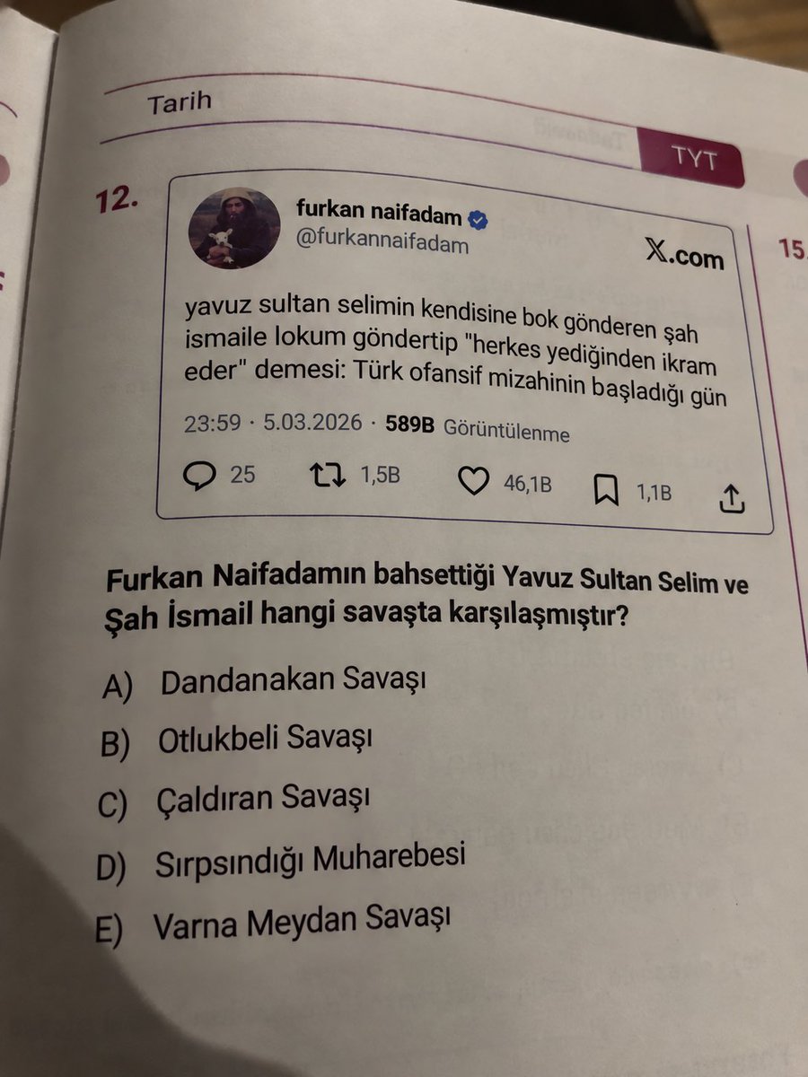 furkannaifadam's tweet photo. oglum beni tyt sorusu yapmislar https://t.co/Sh6HdVFvLQ