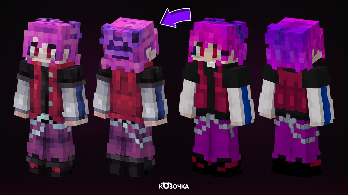K0zochka's tweet photo. Skin refresh for @NoirakaPresents 

https://t.co/4IhtdeanY5

#blockbench #lowpoly #minecraft #3dmodel #skin https://t.co/sCaBX6N4mf