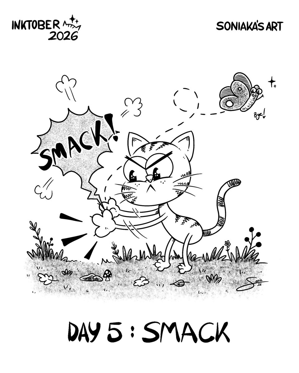 soniakasart's tweet photo. Inktober Day 5: SMACK
.
#SoniakasArt #moniOJOtes #inktober #inktoberday5 #inktobersmack #inktober2026smack #inktober2026 #inktoberchallenge #inktoberprompts #inkwork #inkdrawings #inktoberlist #dailysketch #dailydoodle @inktober https://t.co/9d46mWRjXN