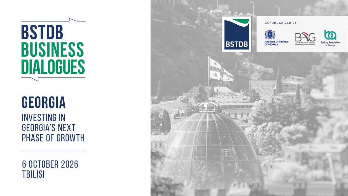 BSTDB's tweet photo. As a regional multilateral development bank, we want to better understand where Georgian businesses see opportunities, what financing they need and what may be holding investment back.

Tomorrow, we will host the first Georgia edition of BSTDB Business Dialogues in Tbilisi, bringing together businesses, banks and public institutions for practical discussion and direct engagement with BSTDB banking teams.