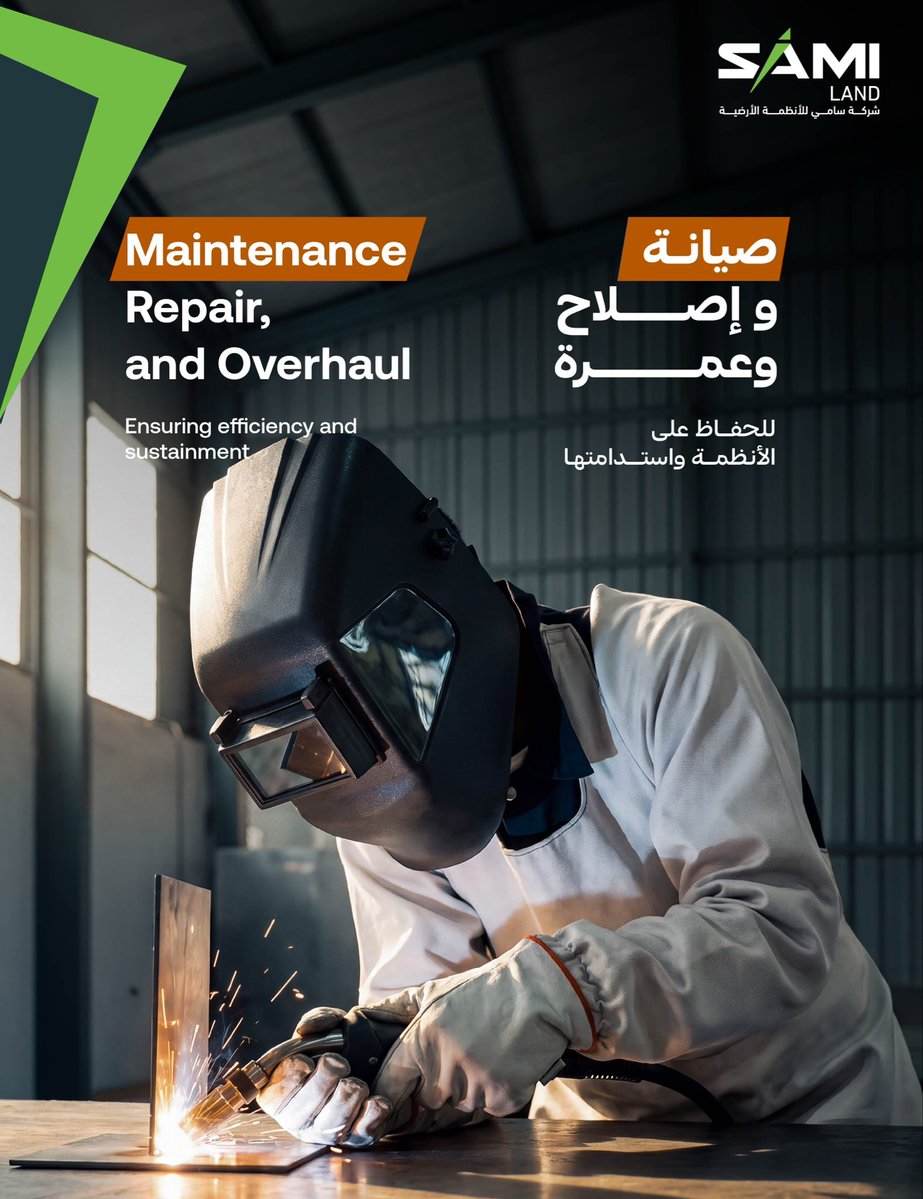 SAMILand_sa's tweet photo. من الهندسة والتصنيع إلى الصيانة والإصلاح والعمرة ، توحّد سامي للأنظمة الأرضية قدراتها لدعم كفاءة الأنظمة وتعزيز الجاهزية التشغيلية

From engineering and manufacturing to maintenance, repair, and overhaul (MRO), SAMI Land integrates its capabilities to enhance system efficiency and operational readiness