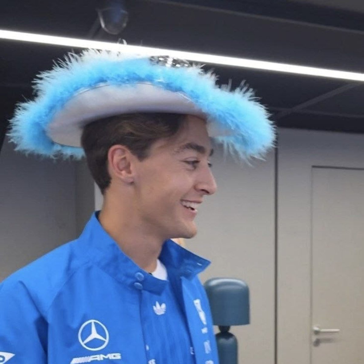 mmxrie63's tweet photo. george vs collecting pretty headwear from his fans this year 🩵 https://t.co/K0Aa9WbaP7