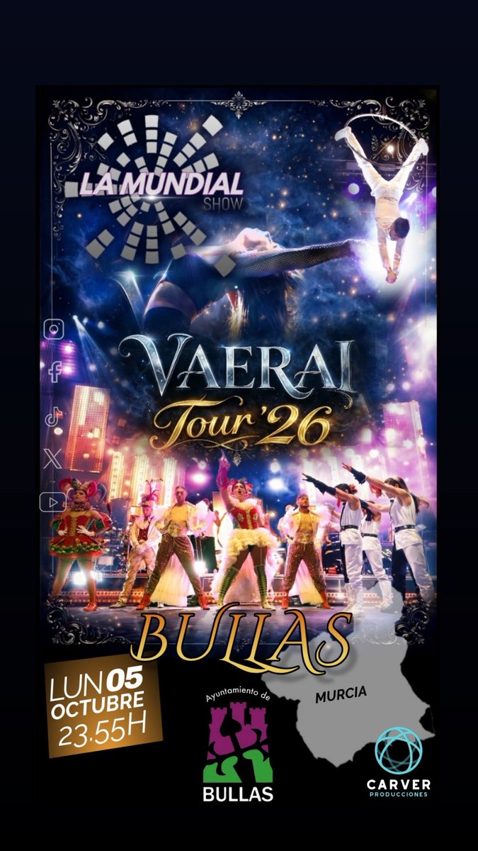 LaMundialShow's tweet photo. 𝕃𝔸 𝕄𝕌ℕ𝔻𝕀𝔸𝕃 𝕊ℍ𝕆𝕎🔥

✨VⱭҼRⱭӀ ƬƠƲR’26💫

“ⲥⳙⲁⲛ𝖽ⲟ ⲥⲁⳕⳋⲁ ⳑⲁ ⲛⲟⲥⲏⲉ... ⳑⲟ ⲉⲛⲧⲉⲛ𝖽ⲉⲅⲁ́⳽”

@ayuntamientobullas @produartce 

#lamundialshow #musical
#lamundialshow musical lamundialorquestashow música vaeraitour26 https://t.co/SzIH5jQt41