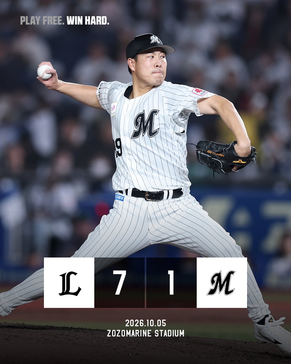 chibalotte's tweet photo. #山口航輝 選手の3試合連続ホームランとなる今季38号ソロで先制するも、逆転を許し敗戦。
ルーキー #岡村了樹 選手がプロ初ヒットを記録。先発 #西野勇士 投手は7回1失点の好投でした。

https://t.co/GTINPIw04h
#chibalotte https://t.co/kdrTy2Z8kl