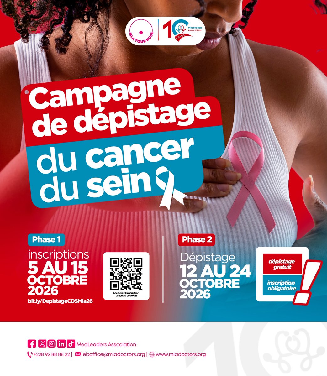 beauty_sodokin's tweet photo. Tu dois absolument passer le message à une fille ou une femme de ton entourage à #Lomé ou  #Kara ! Elle doit s’inscrire ( ça ne prend que 2 min ) pour se faire dépister! Le dépistage précoce reste et restera la clé
#MLATourRose2026 #MLAHealthSummit #OctobreRose2026 #DrBeIsSharing 

👉🏻 https://t.co/FRCzVXWf1E