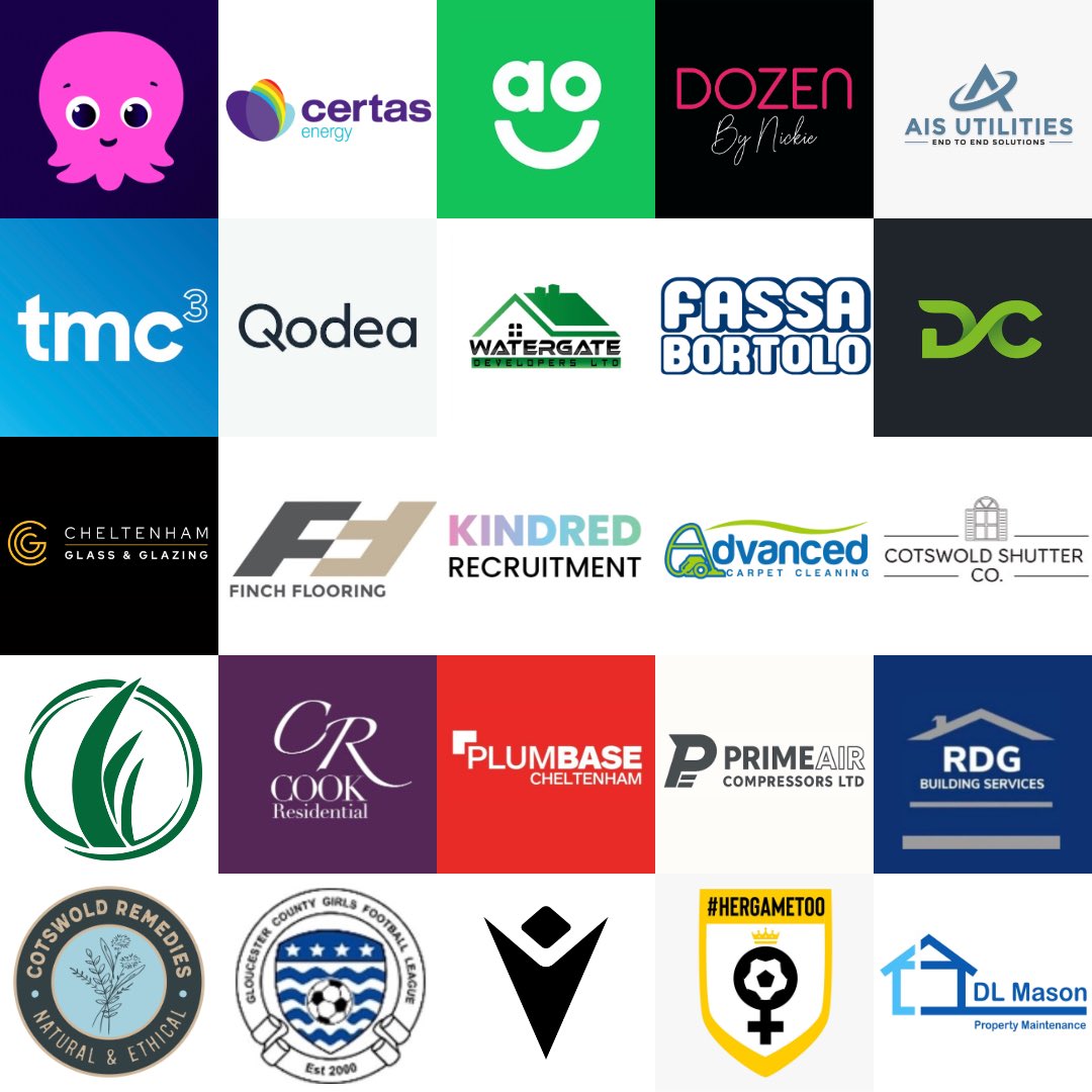 CheltSpaWFC's tweet photo. ❤️ Thanks to our sponsors for their continued support!

#CSWFC #HerGameToo #Grassroots #Youth #Pathway #Football #Sponsors #Cheltenham #Gloucestershire https://t.co/sYgtVwmIj3