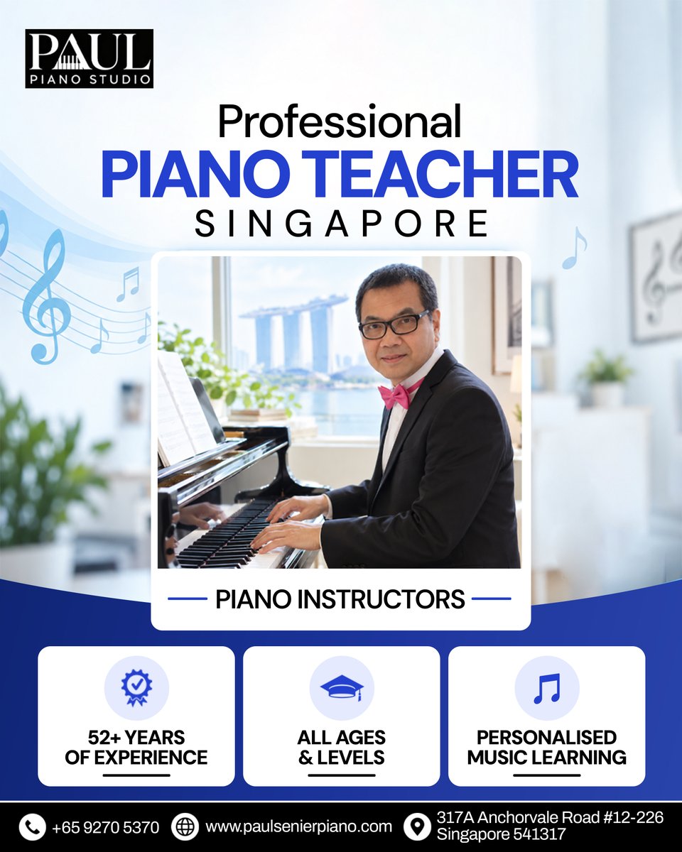 paulpianosg's tweet photo. ๐น Looking for a Professional #Piano_Teacher Singapore students can trust? @paulpianosg offers personalised #piano_lessons for beginners, adults, and students looking to improve their skills.
๐ +65 9270 5370
๐ https://t.co/UIjonwaa8b
#PianoTeacherSingapore https://t.co/Bsczh2CJx5