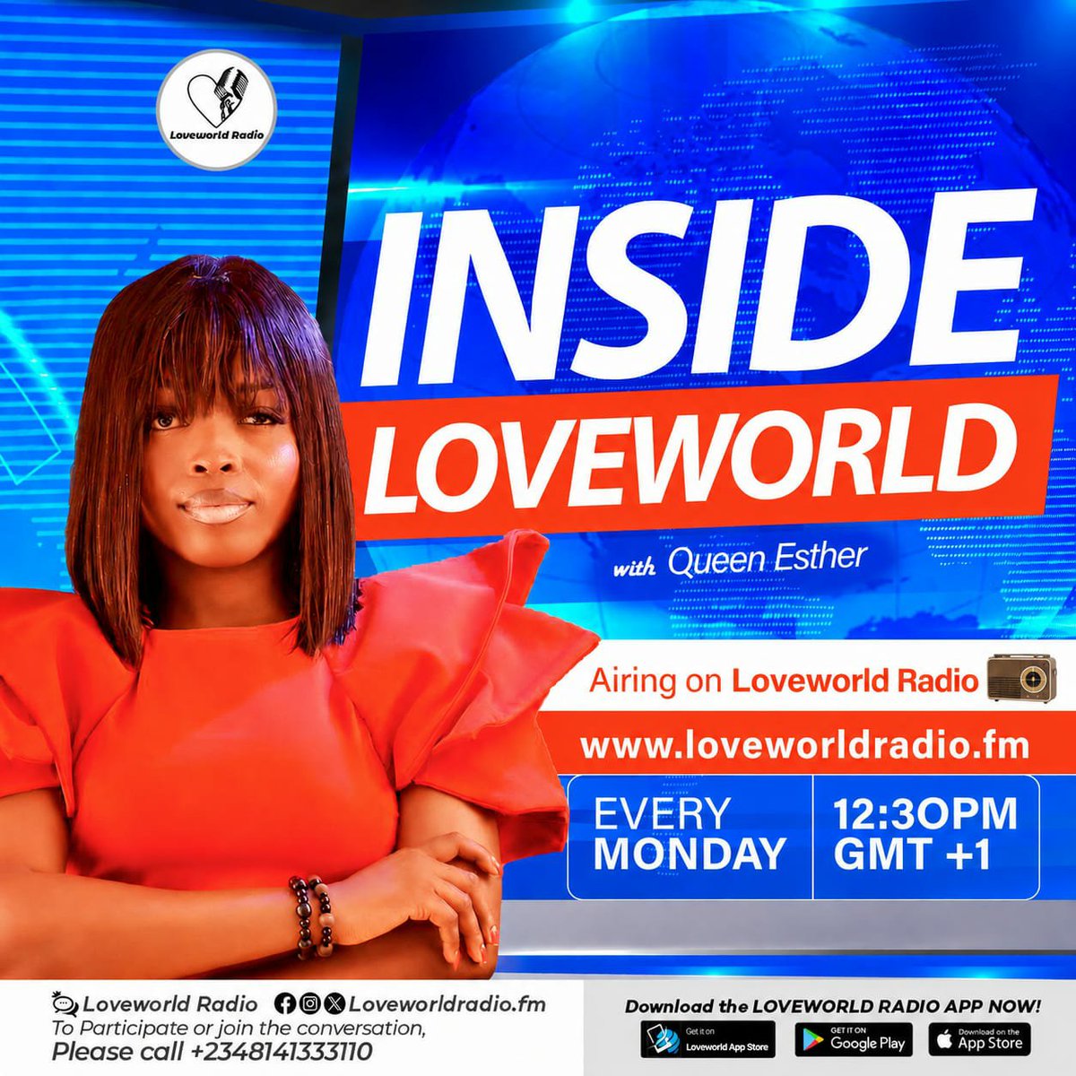 LoveworldRadio's tweet photo. LIVE NOW!!

INSIDE LOVEWORLD SHOW QUEEN ESTHER!

A show designed to give you insight on all the gist and insight of Loveworld Nation, as well as the impact of the message of our Man of God, Pastor Chris.

Listen Live 🎧 👇
https://t.co/e4OcAObhXX https://t.co/eWk63NOz5M