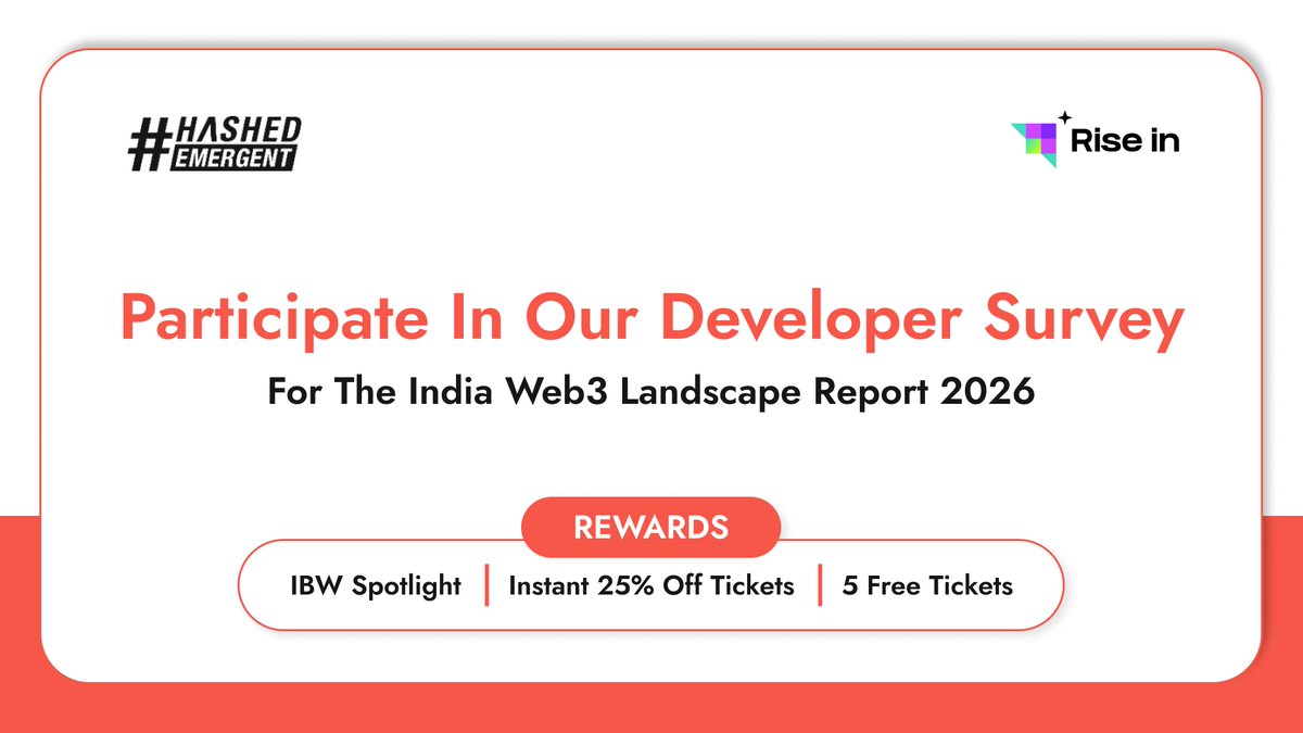 HashedEM's tweet photo. India's web3 developer ecosystem keeps shifting and we're mapping the builders behind it.

Take part in the Developer Survey for the India Web3 Landscape Report 2026 by Hashed Emergent, in collaboration with @riseinweb3.

Help us capture how India's developers are building in web3.