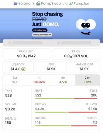 HudsonCrypto01's tweet photo. 🚀 $GOMO IS PRINTING BIG! 🚀

From just $1.9K MC → $307K+ MC — a reported 161X run! 💥📈

Another massive move for the private TG crew. 🏆💰
Big congrats to everyone who caught the call and copied the trade. 🔥

CA: 9XKzy4KahcZaGJPJtz1PtqGPB3CiseoBrx7TcQhEpump https://t.co/CLMcwusadx