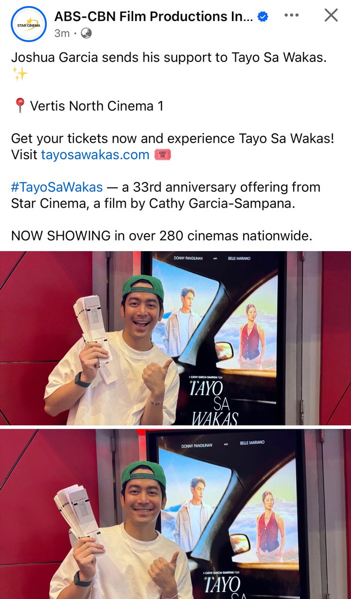 sue45158's tweet photo. 2/5 of Da Facs and Julia was so supportive during TSW. Tapos ngayon si Belle naman Ang nagpa block screening para sa movie ng Joshlia. Tapos si Donny pumunta pa ng premiere night. I love this fam!!! https://t.co/aEVctfkZXw