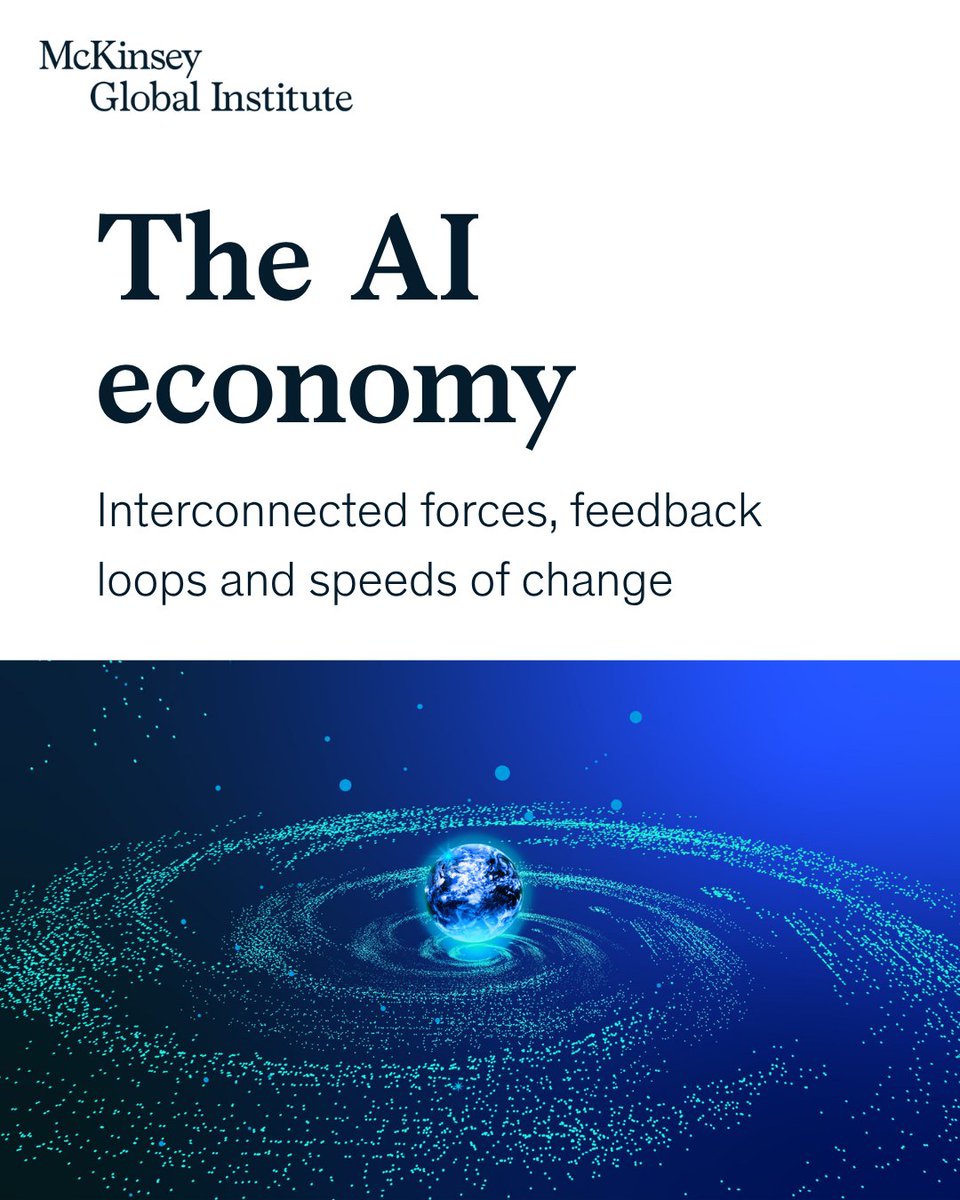 McKinsey_MGI's tweet photo. AI capabilities are advancing exponentially by some measures. Infrastructure builds more linearly. Organizations can take years to change.

The result: bottlenecks, risks, and opportunities.

New MGI research maps the AI economy as an interconnected system: https://t.co/MQbYD8Lyxa