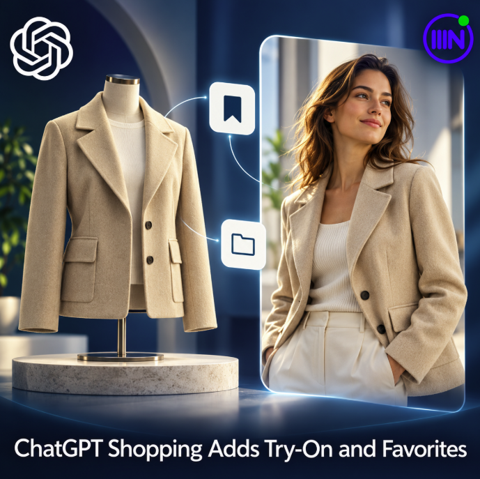 achille610's tweet photo. ChatGPT Shopping now combines virtual try-on with saved products and folders. Product discovery can become a visual comparison and a persistent shortlist—giving brands more to audit than the initial recommendation. #ChatGPT #AICommerce #AISearch #GEO #NetContentSEO https://t.co/IXKK3BShdC