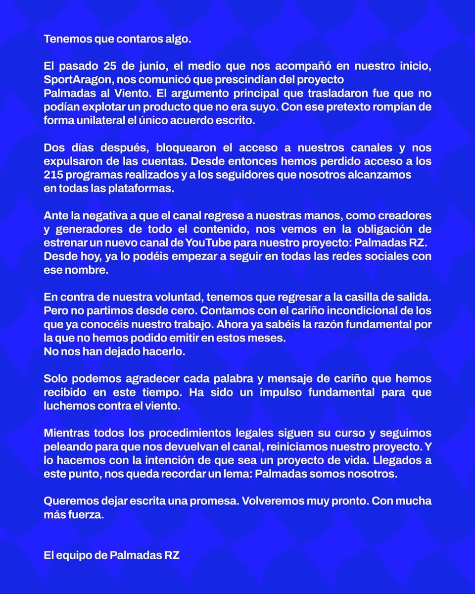 PalmadasRZ's tweet photo. Palmadas vuelve pronto 🦁

Pero antes, 𝐭𝐞𝐧𝐞𝐦𝐨𝐬 𝐪𝐮𝐞 𝐜𝐨𝐧𝐭𝐚𝐫𝐨𝐬 𝐚𝐥𝐠𝐨 👇 https://t.co/ZT3Suu0F4b