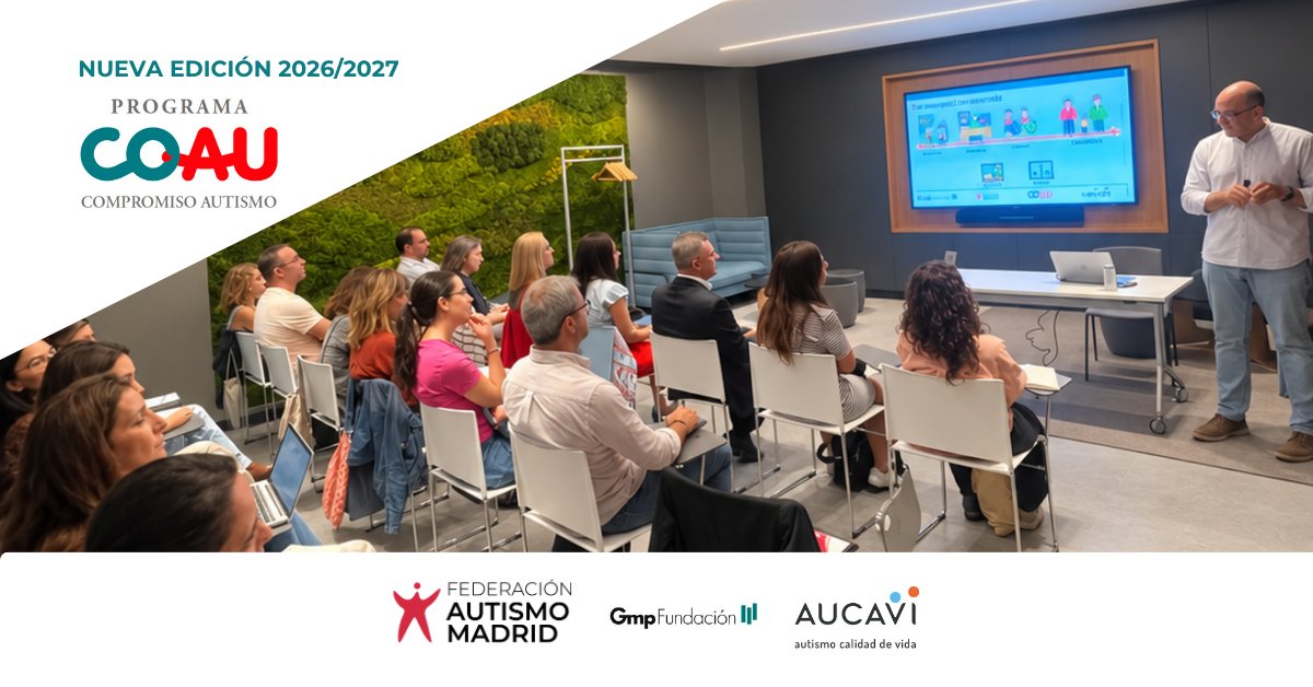 AutismoMadrid's tweet photo. 📢 Da comienzo la nueva edición del Programa Compromiso Autismo (COAU).

El programa busca formar de manera integral y especializada, a centros educativos que trabajen con menores con Trastorno del Espectro del Autismo (TEA).

Toda la infor, aquí: https://t.co/Vy5qhCMDTN https://t.co/8Kq8f7i3kO