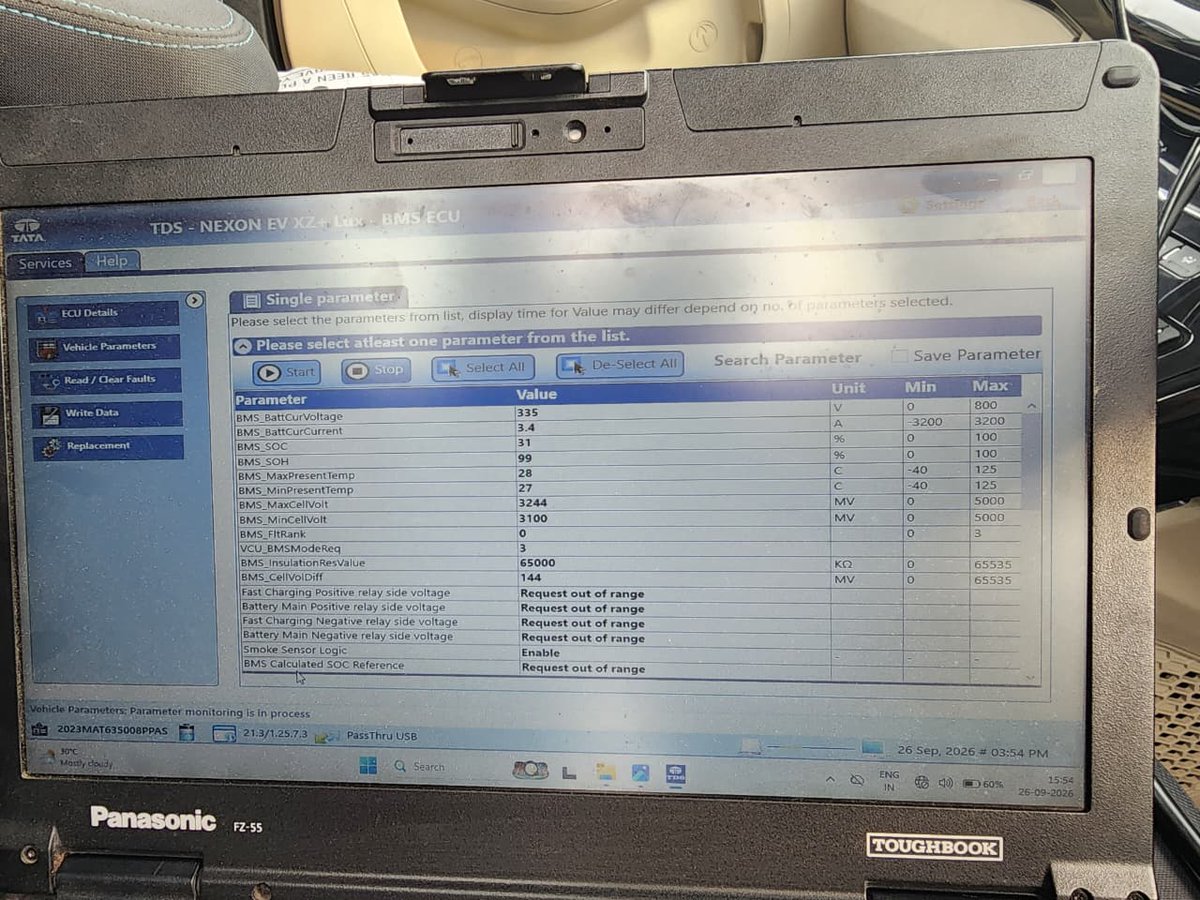 Chuhadude's tweet photo. Serious safety failure & warranty evasion by @Tataev @TataMotors_Cars . My Nexon EV (MH49BW7240, 29K km) stalls from 40% to 0% SOC. Official TDS scan reveals severe 144mV BMS Cell Imbalance (Min cell down to 3.10V at just 31% SOC)!   Instead of replacing the defective HV battery under the active 8-Year Warranty, Jaika Motors Nagpur issued an unfair ₹1.09 Lakh estimate blaming the Chiller!   Level 4 escalation sent to Regional Heads. Demand immediate 8-Yr Battery Warranty approval & 100% goodwill for component failure!  @jagograhakjago @consumeraffair #TataEV #NexonEV #EVIndia #ConsumerRights