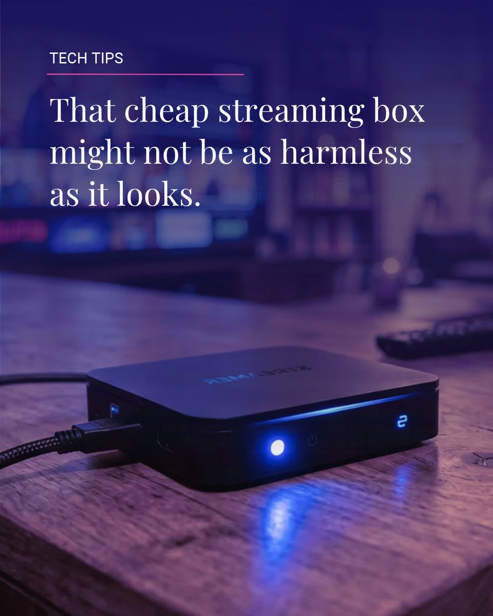 4SaferInternet's tweet photo. That cheap streaming box may not be as harmless as it looks. 📺
Risky apps, outdated software, or weak security can turn a connected device into another opening on your home network—and potentially into part of a residential proxy network.

Learn more in DCA’s report: https://t.co/fIPIoI4wcr