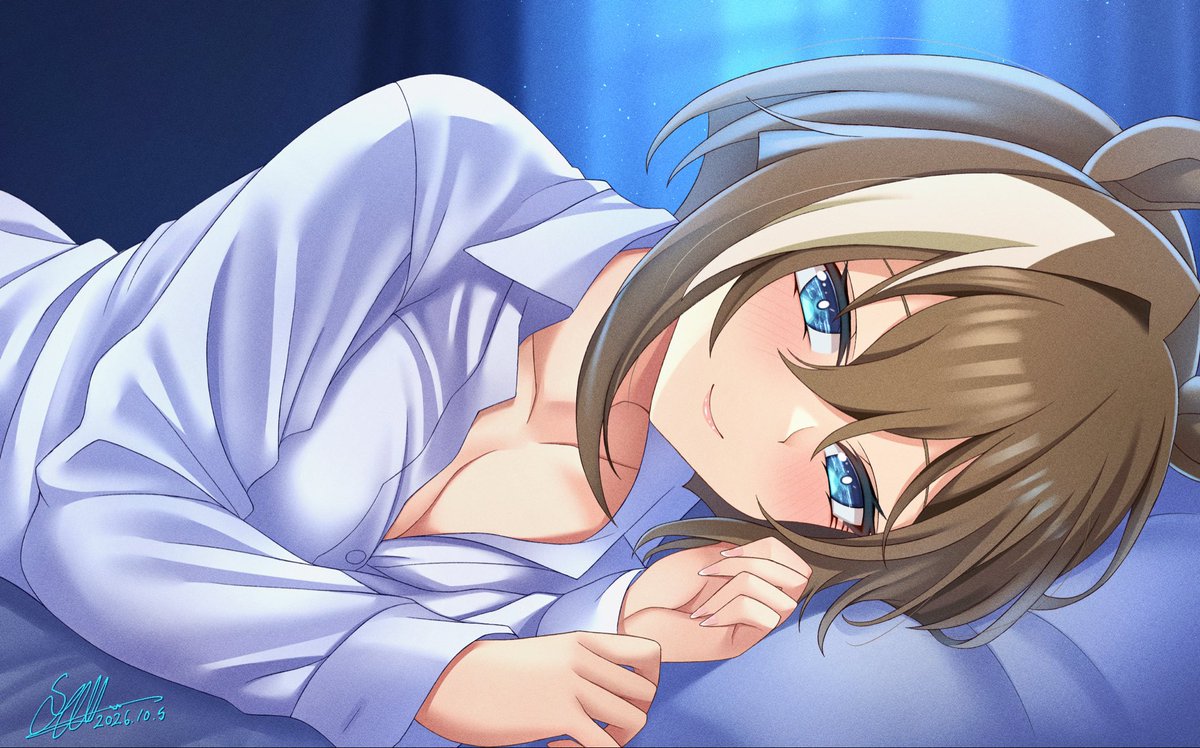 syuh9029's tweet photo. 添い寝シュヴァち🩵

「トレーナーさん。早く寝ないとダメですよ？」 https://t.co/UM4ZkAWriW