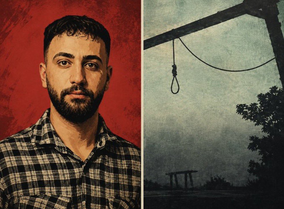 NiohBerg's tweet photo. Alireza Sepahi was executed this morning by hanging.

He was an innocent Iranian man who took to the streets in January. Alireza's execution had been delayed because he suffered a heart attack from stress and panic on the way to the noose last time.

Western leftists and most muslims will tell you he deserved it, because they are demons.