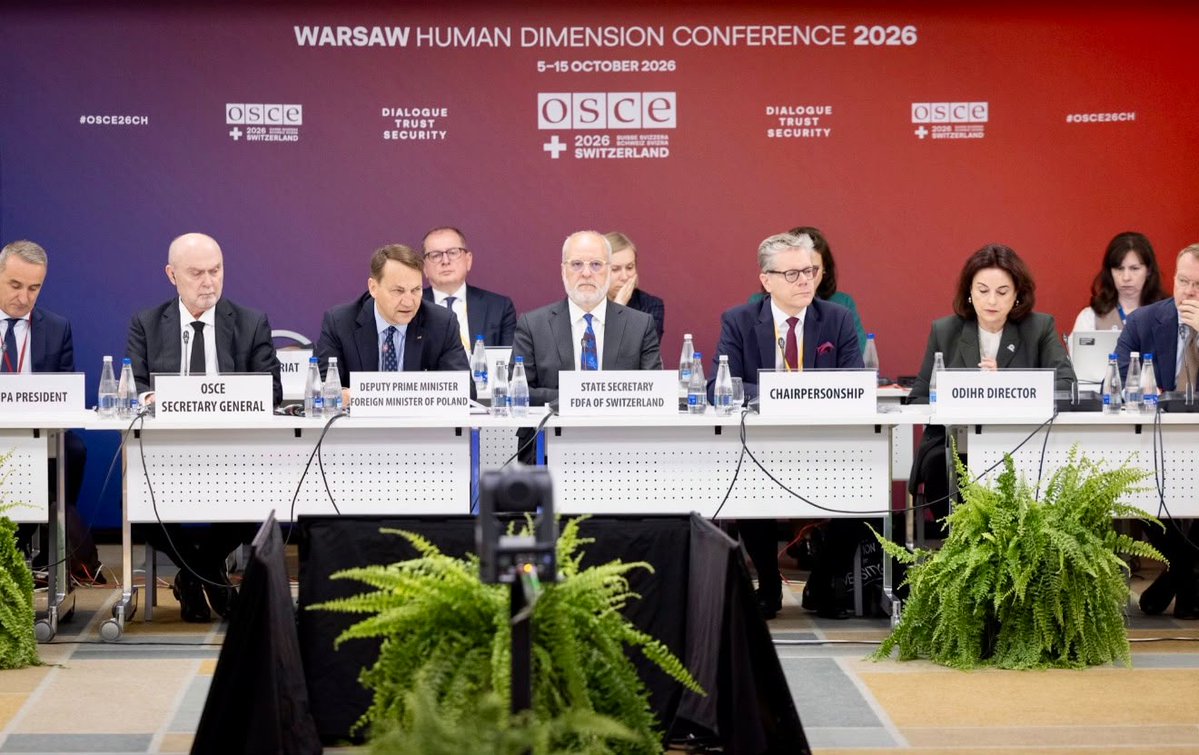 OSCESecGen's tweet photo. At the opening of the #WarsawHDC, I stressed that when using our commitments on human rights and fundamental freedoms for dialogue and co-operation, they become a powerful tool to strengthen our societies and our collective security. The @OSCE has a key role to play. @osce_odihr https://t.co/l20JgeJiNU