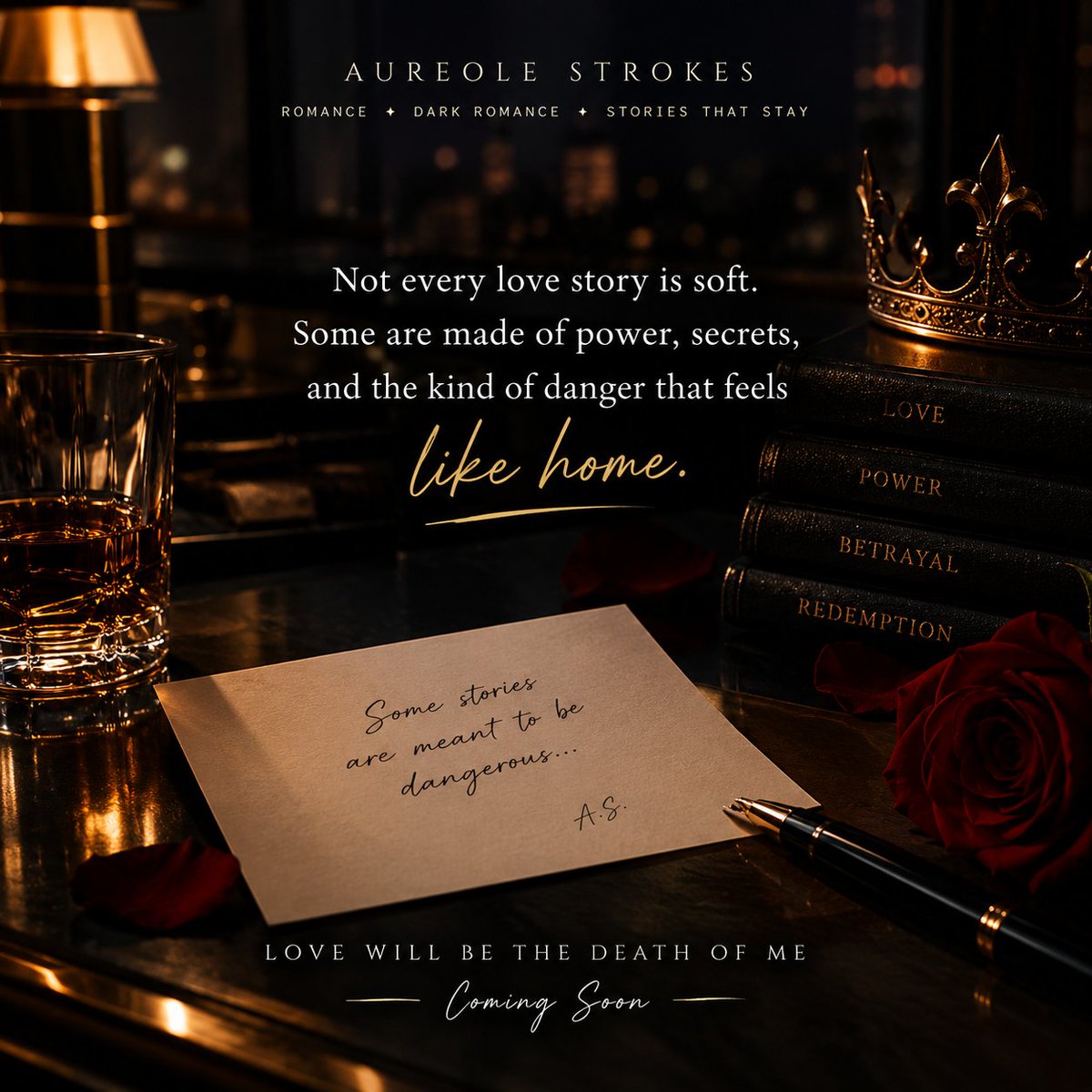 Golden_strokes's tweet photo. Not every love story is soft.

Some are made of power, secrets, and the kind of danger that feels like home. 🖤

I'm writing one of those stories.

*Love Will Be the Death of Me.*

#DarkRomance #RomanceWriter #AmWriting https://t.co/9ZQsb9WZqr