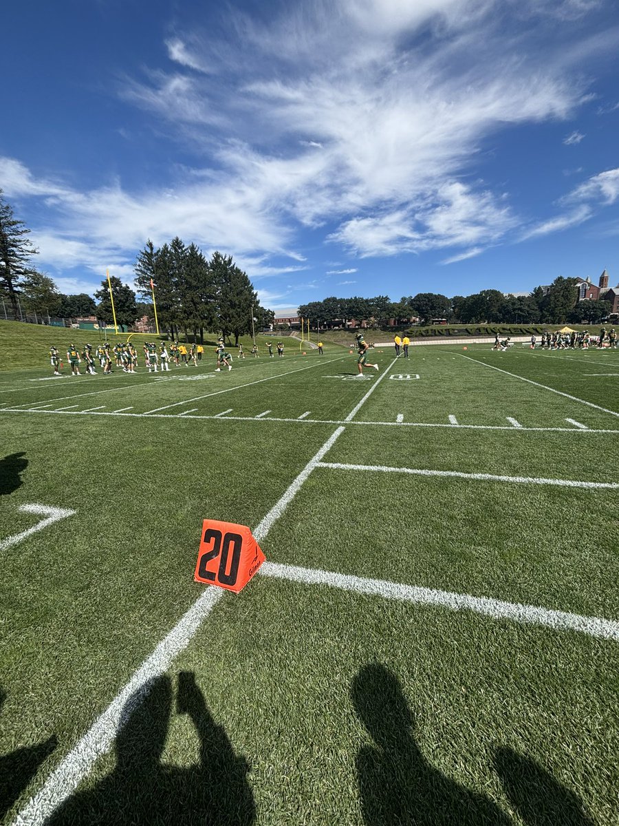 BlakeTarletonJr's tweet photo. Great game day visit at St. Vincent! Loved meeting the coaches, seeing the facilities, and feeling the energy around the program. Grateful for the opportunity! 
@Coach_ZShaw @CoachCGoff @linganorefb @Coach_Dixon_LHS @Coach_Clancy @lancercat7078 @HawgPerformance @Holliday4life1 https://t.co/GmMJVxOh6D