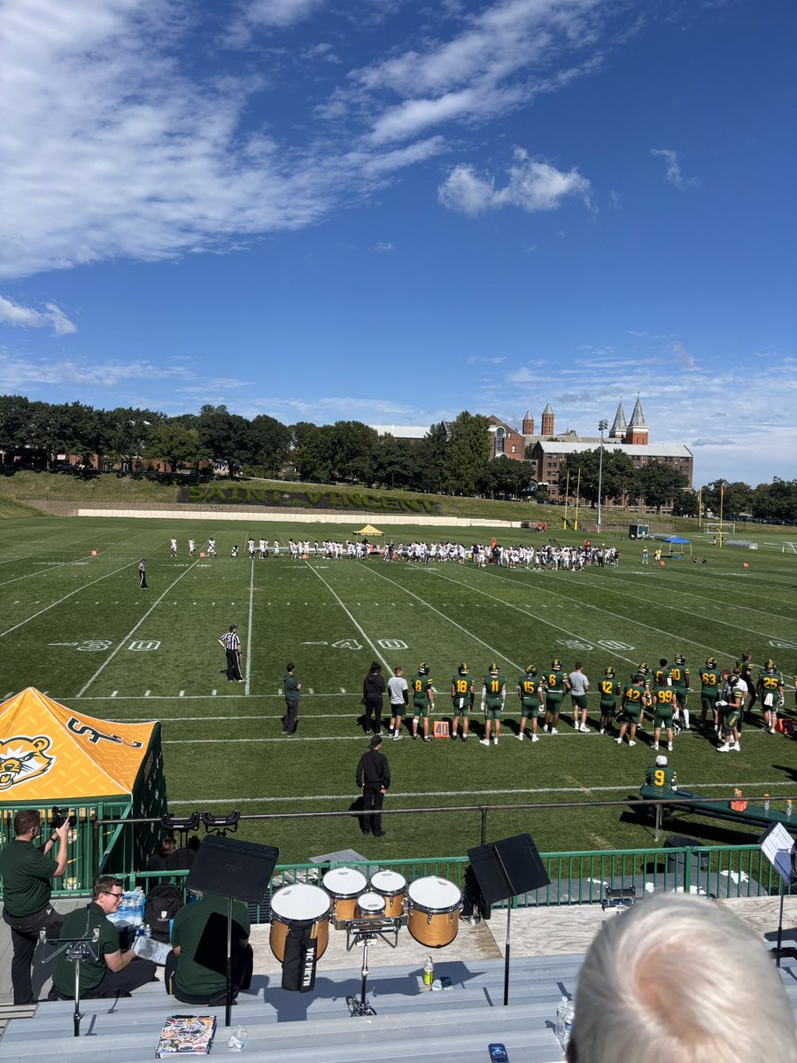 BlakeTarletonJr's tweet photo. Great game day visit at St. Vincent! Loved meeting the coaches, seeing the facilities, and feeling the energy around the program. Grateful for the opportunity! 
@Coach_ZShaw @CoachCGoff @linganorefb @Coach_Dixon_LHS @Coach_Clancy @lancercat7078 @HawgPerformance @Holliday4life1 https://t.co/GmMJVxOh6D