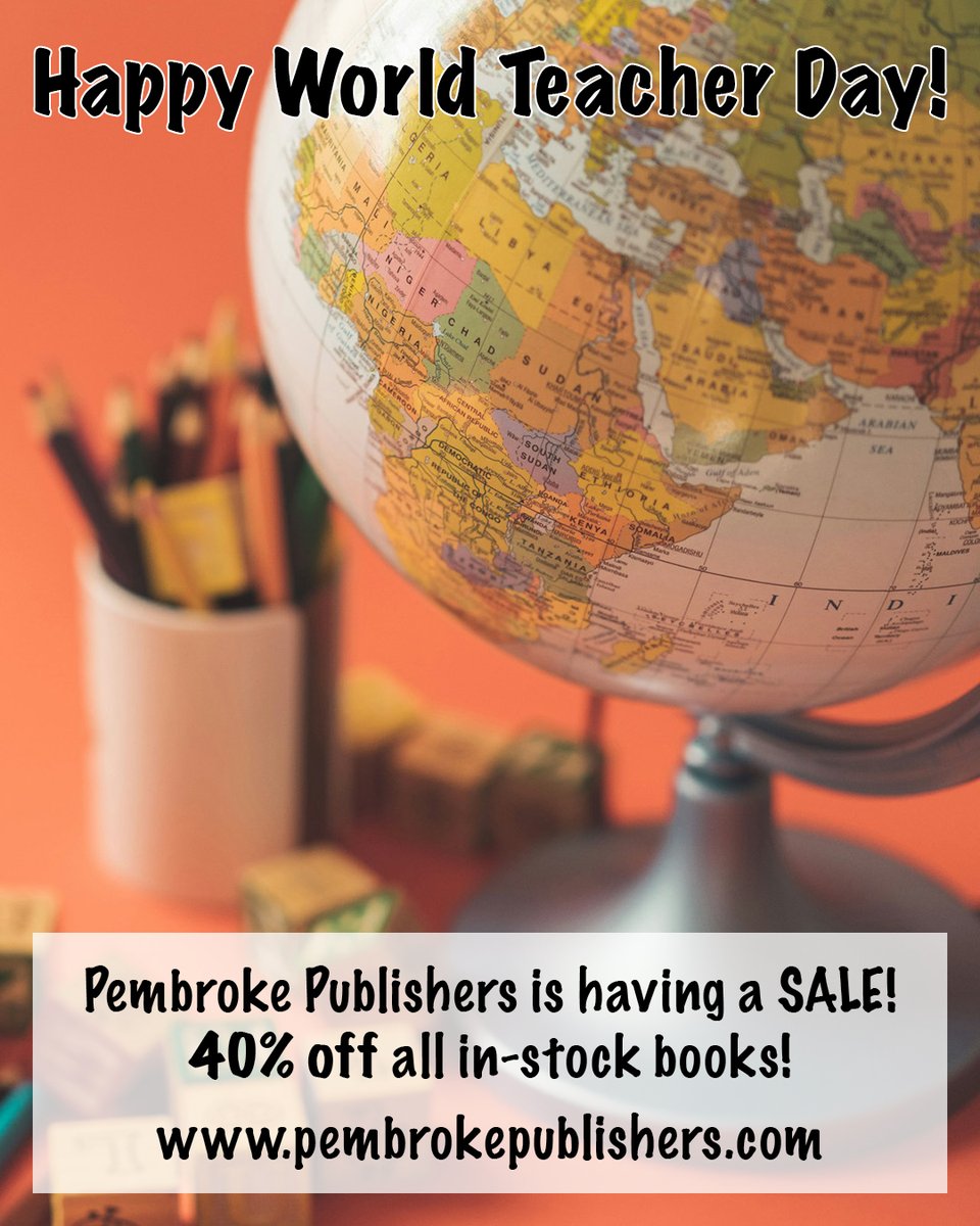PembrokePublish's tweet photo. Calling all educators! To celebrate #WorldTeacherDay and say a massive thank you for all that you do, we're offering 40% off all books all week long! Start shopping on our website: https://t.co/clbS6Hjb6Q
#profdev #books #booknews #sale #teaching #learning #edutwitter https://t.co/ye4BgsBYzl