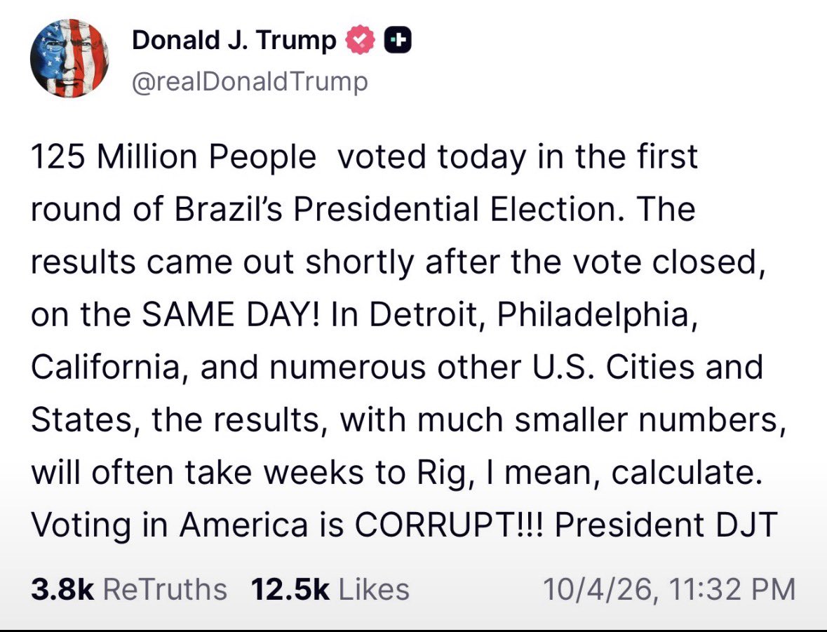 WalshFreedom's tweet photo. He’s lying about our elections. He’s assaulting our elections. He’s sowing distrust in our elections. He’s laying the groundwork to once again not accept the results of our elections. He’ll try again to overturn our elections. He is America’s enemy. Treat him as such. https://t.co/q4w5TqQXdT