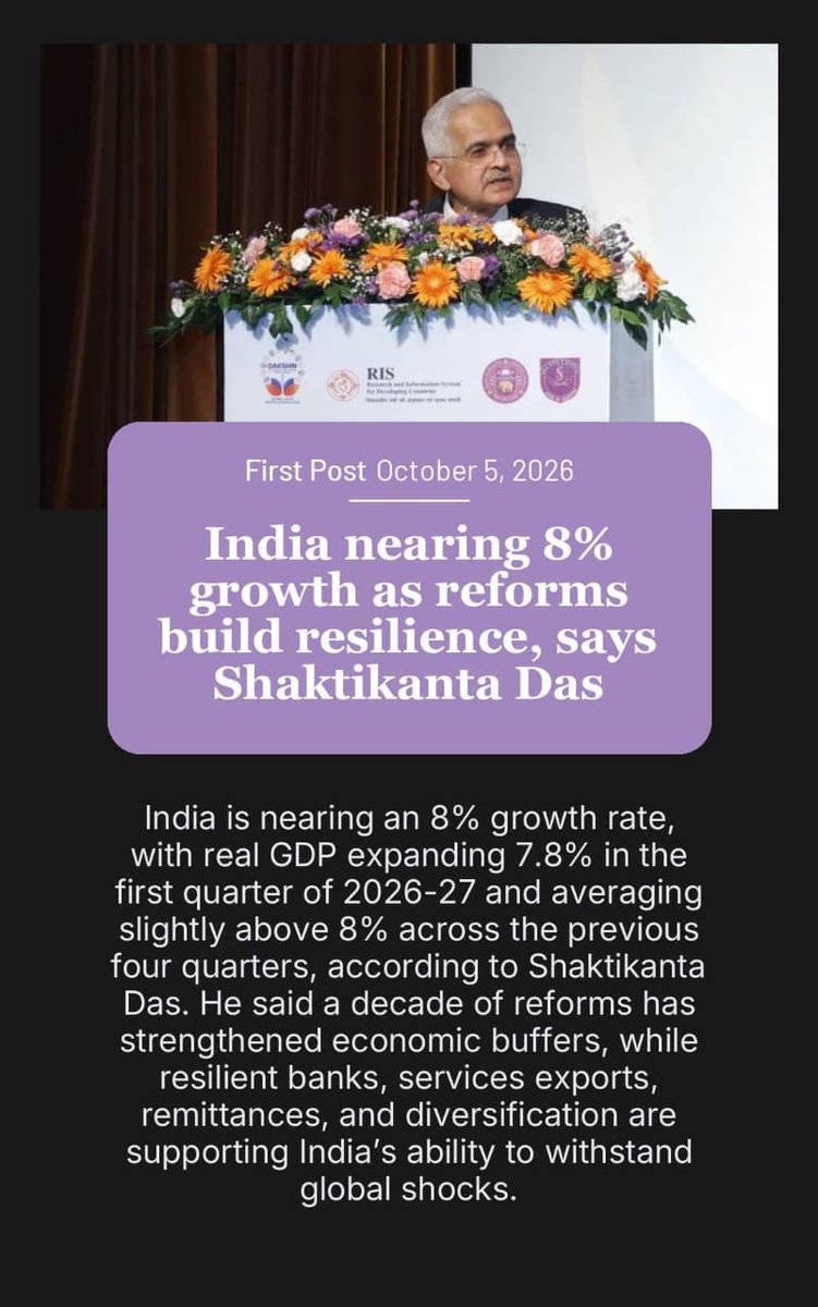 Indiainbhutan's tweet photo. India nearing 8% growth as reforms build resilience, says Shaktikanta Das

@MEAIndia @IndianDiplomacy @PMOIndia @DrSJaishankar https://t.co/OaqYppFgMw