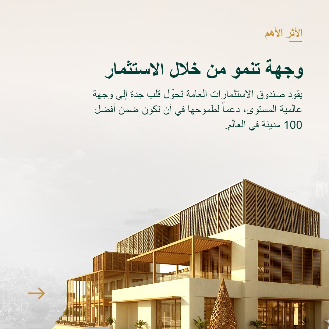 PIFSaudi's tweet photo. يسهم صندوق الاستثمارات العامة في تحويل قلب جدة إلى وجهة عالمية على الواجهة البحرية مستلهمة من تراث المدينة. ومن خلال شركة وسط جدة للتطوير، يعزز الصندوق جودة الحياة ويدعم طموح المدينة لتكون ضمن أفضل 100 مدينة في العالم.