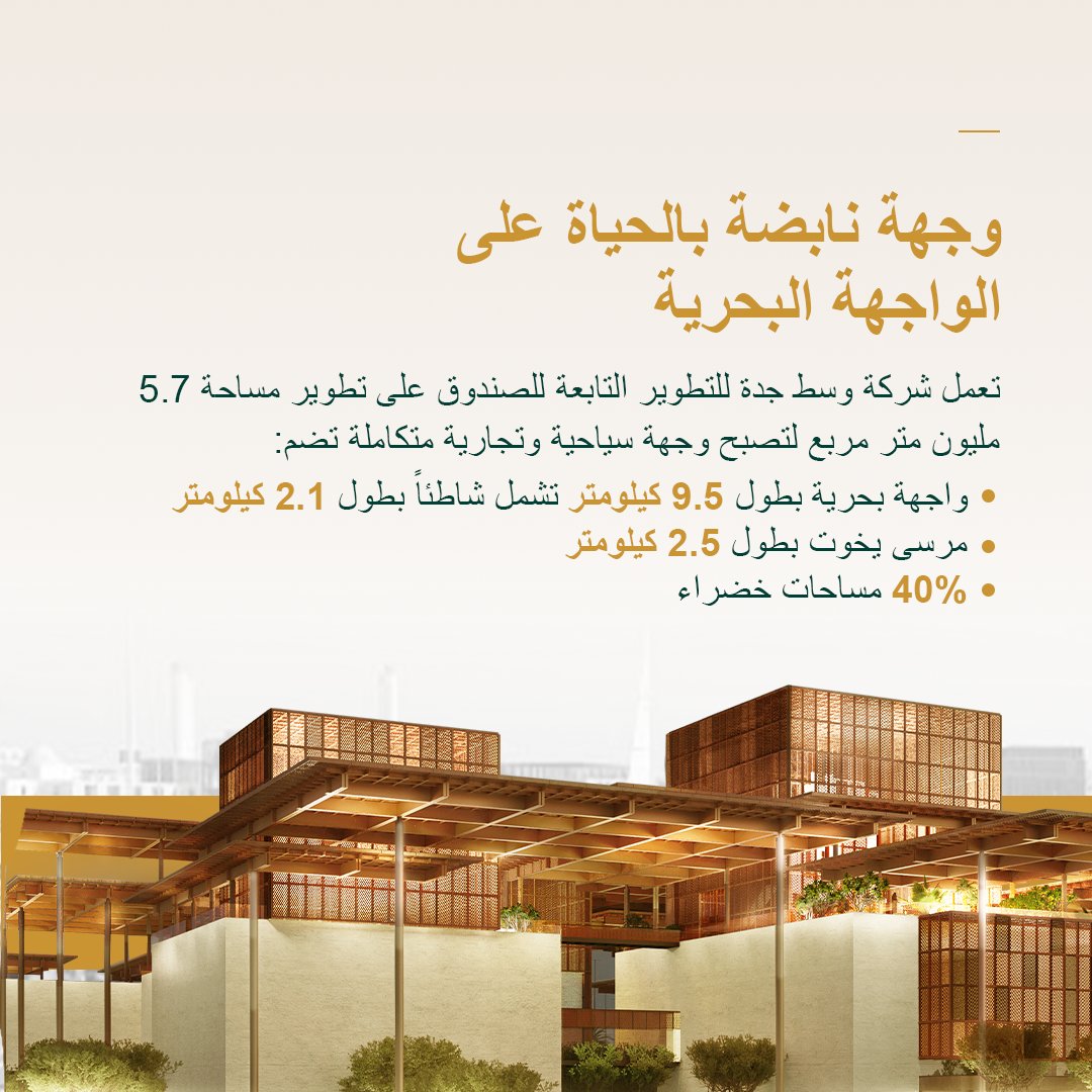 PIFSaudi's tweet photo. يسهم صندوق الاستثمارات العامة في تحويل قلب جدة إلى وجهة عالمية على الواجهة البحرية مستلهمة من تراث المدينة. ومن خلال شركة وسط جدة للتطوير، يعزز الصندوق جودة الحياة ويدعم طموح المدينة لتكون ضمن أفضل 100 مدينة في العالم.