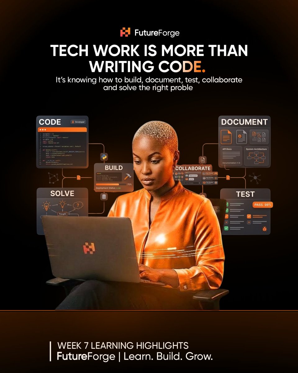 FutureforgeL's tweet photo. X

TECH WORK IS MORE THAN WRITING CODE.

Week 7 at FutureForge is about the details behind real products.

Cohort 3 wait list is open.
100% Scholarship on all programs.

#FutureForge #TechCareers #LearnTech https://t.co/Ukm7OVNCMe