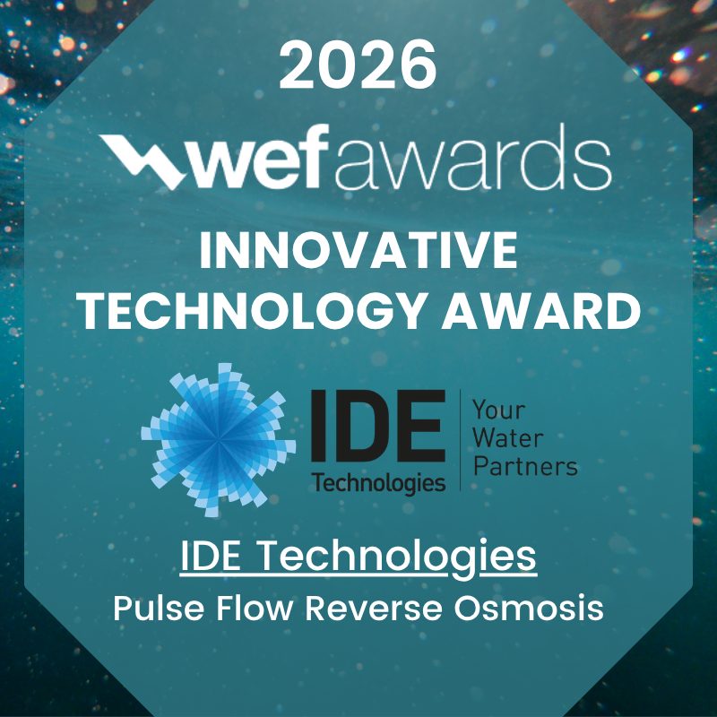 IDETechnologies's tweet photo. IDE Technologies is honored to receive the @WEForg's Innovative Technology Award at #WEFTEC 2026 for our Pulse Flow Reverse Osmosis technology. 🥳

Thank you to the WEFTEC team for this recognition, and to the IDE team whose efforts made this achievement possible. https://t.co/12v9ouyqJg