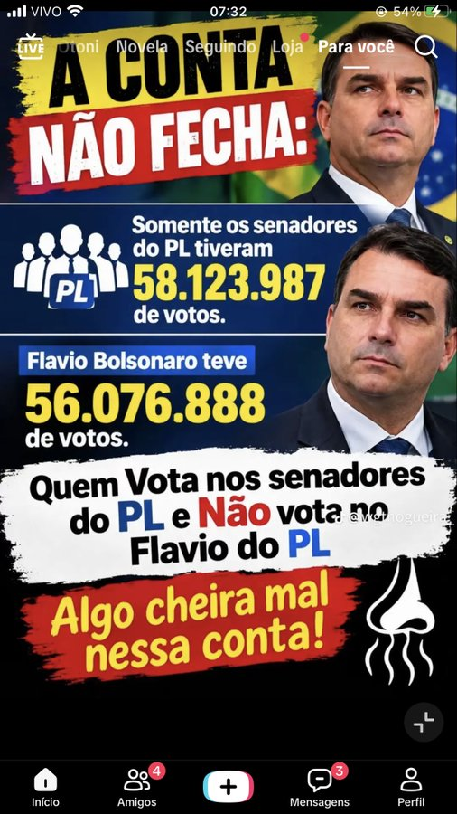 leandroacastro's tweet photo. Como alguém vota no senador do PL e não vota no candidato a presidente do PL ? 
A conta não fecha. https://t.co/P1ElmbNGve