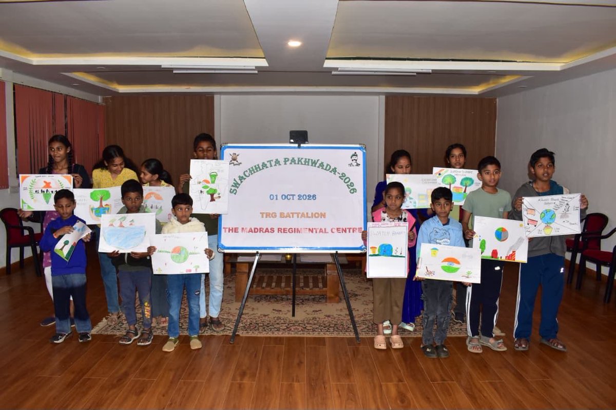 Def_PRO_Chennai's tweet photo. 🇮🇳 Swachhata Mein Sahbhag | Swachh Bharat, Viksit Bharat

Madras Regimental Centre #MRC concluded the fortnight-long #SwachchataHiSeva2026 campaign with collective action for a cleaner, greener Nilgiris.

#SHS2026 #IndianArmy #SouthernCommand #DakshinBharatArea #CleanIndia

1/2 https://t.co/AGCll31YmV